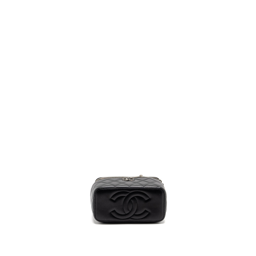 Chanel Top Handle Long Vanity Case Lambskin Black  (Microchip)