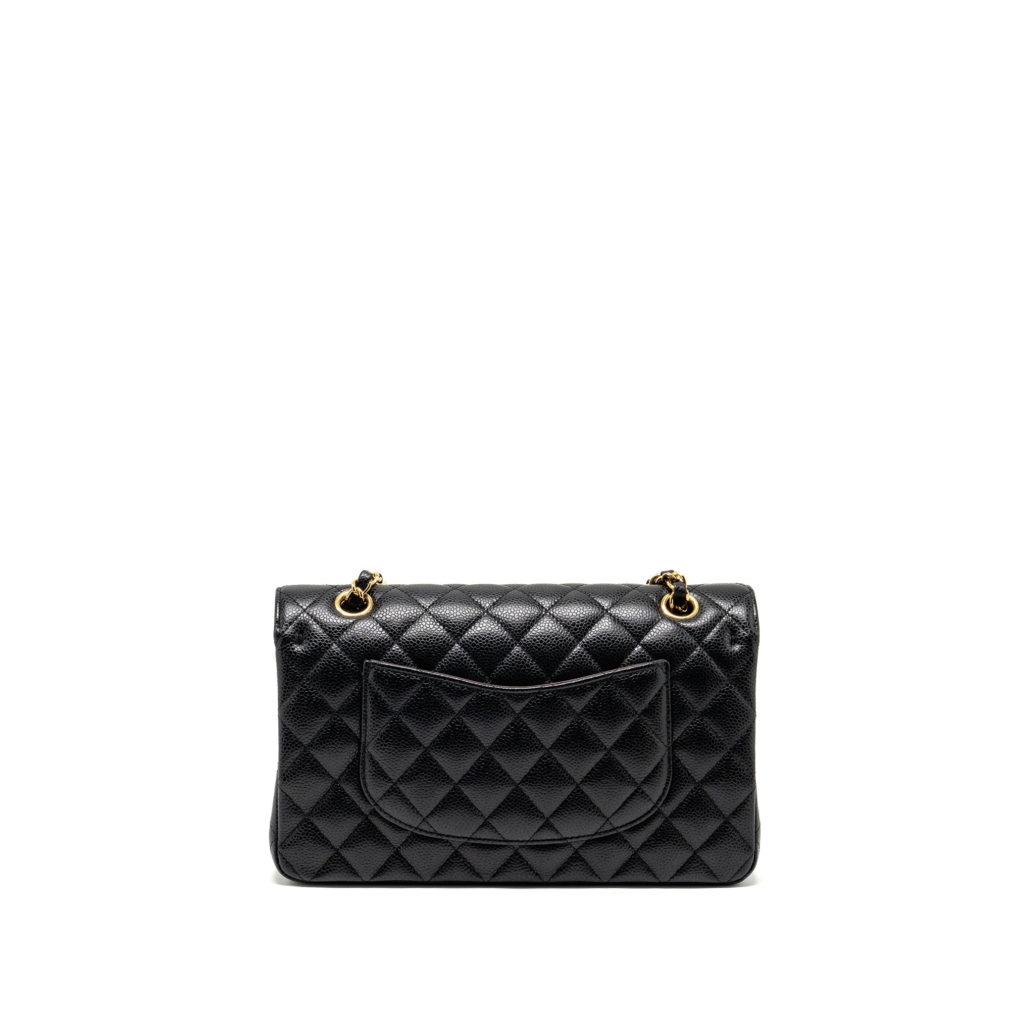 Chanel Medium Classic Double  Flap Bag Caviar  Black
