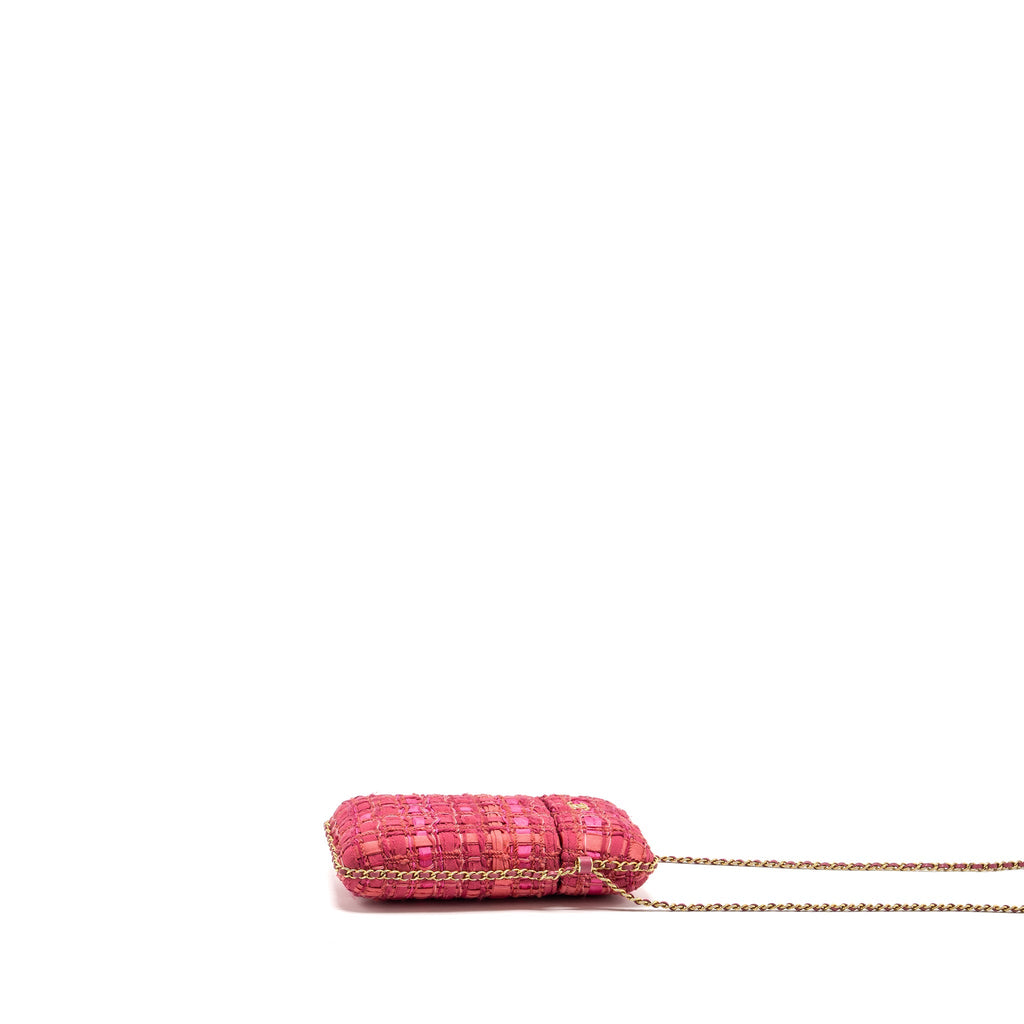 Chanel Vertical Phone Case tweed pink