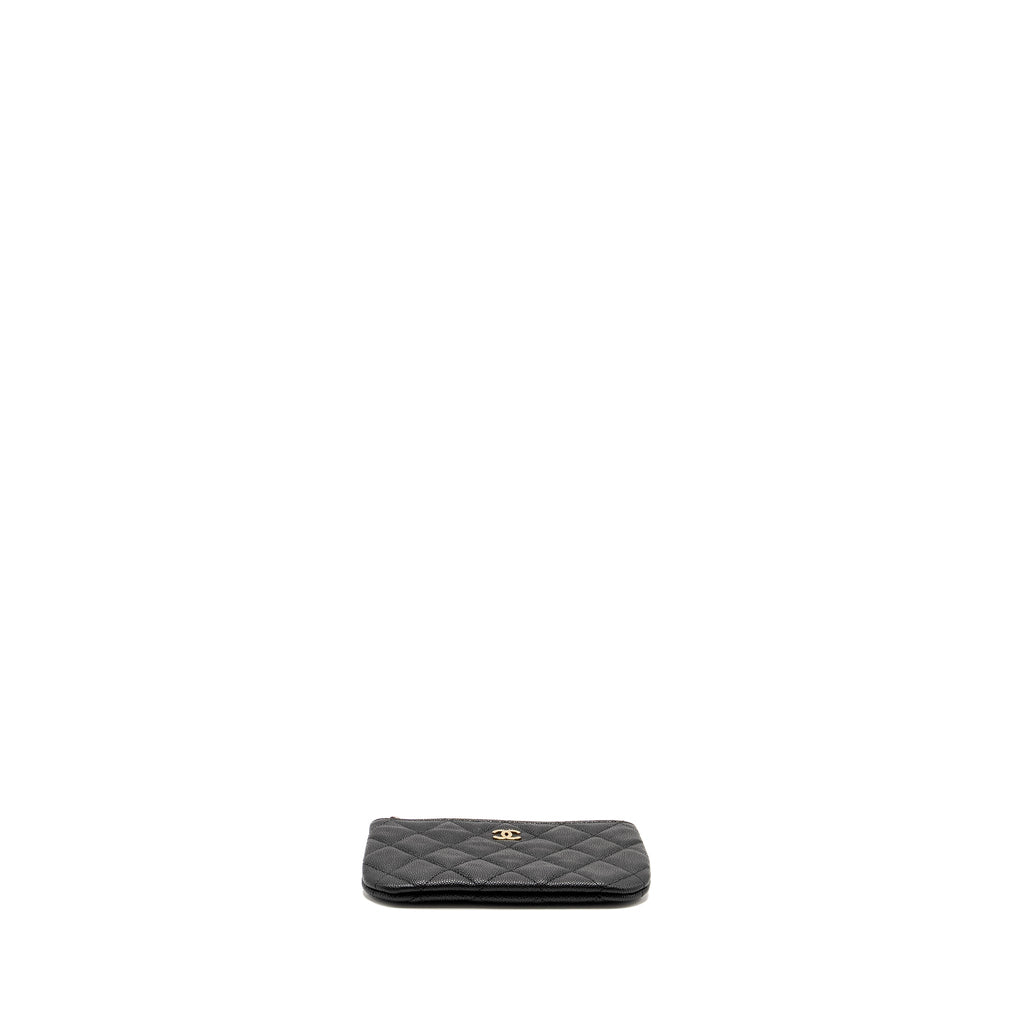 Chanel Classic Small Zipped Pouch Grained Shiny Calfskin Black L (Microchip)