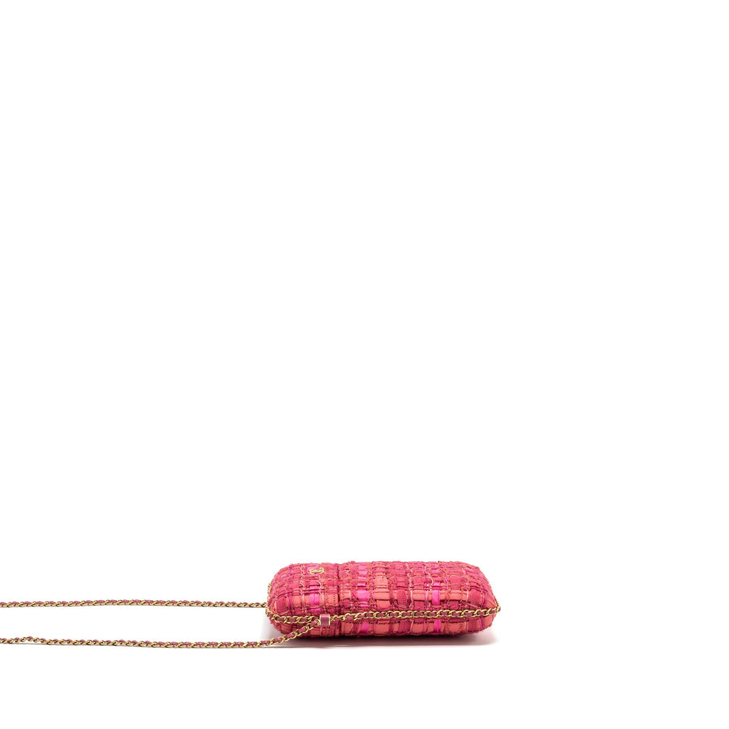 Chanel Vertical Phone Case tweed pink