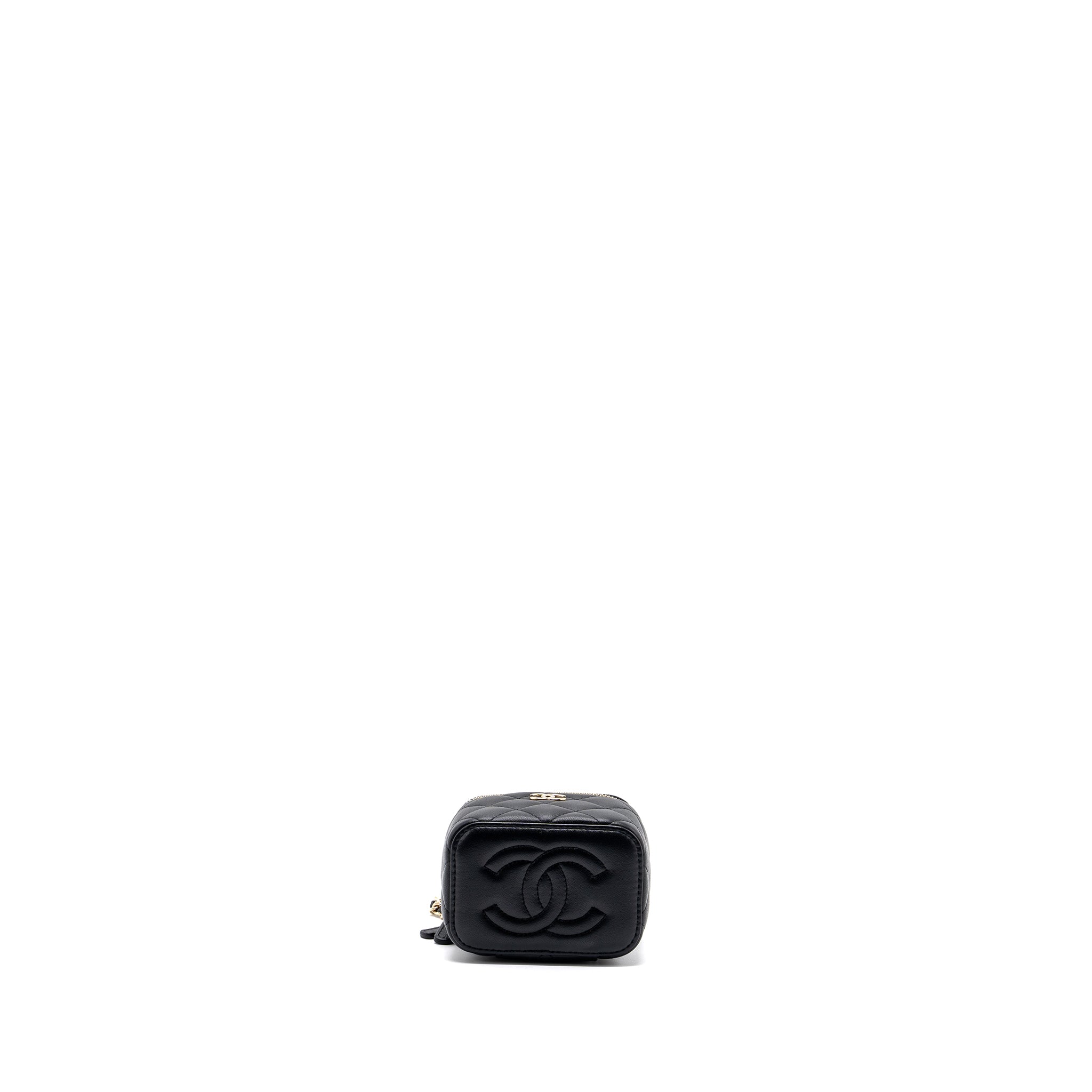 Chanel top handle mini vanity with chain lambskin black L (microchip)