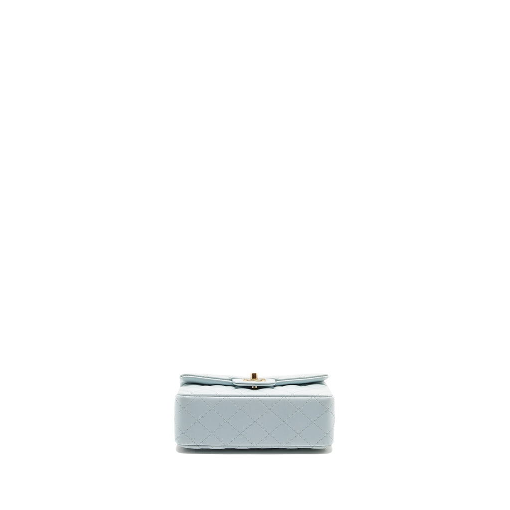 Chanel Top Handle Mini Rectangular Flap Bag Lambskin Light Blue L (microchip)