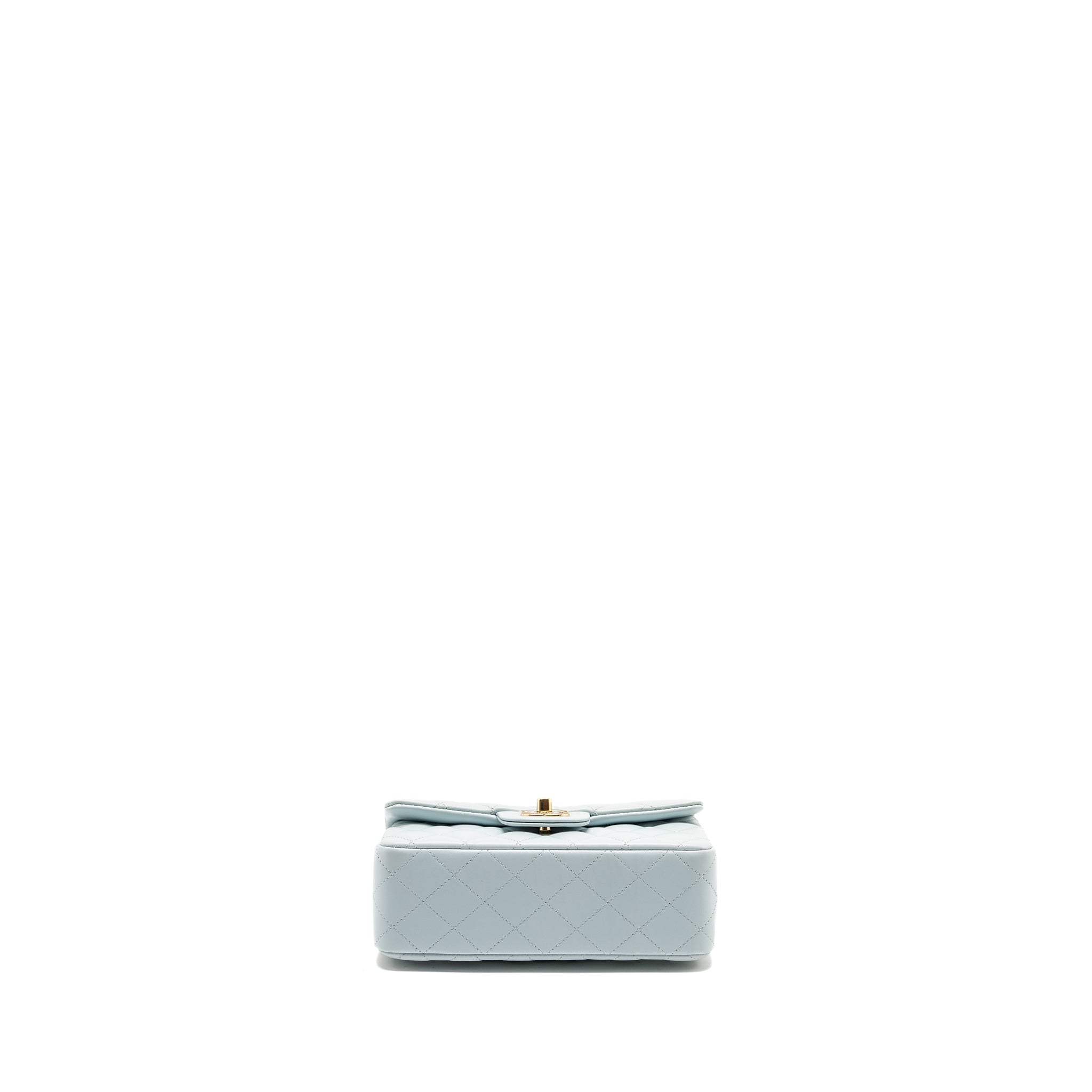 Chanel Top Handle Mini Rectangular Flap Bag Lambskin Light Blue L (microchip)