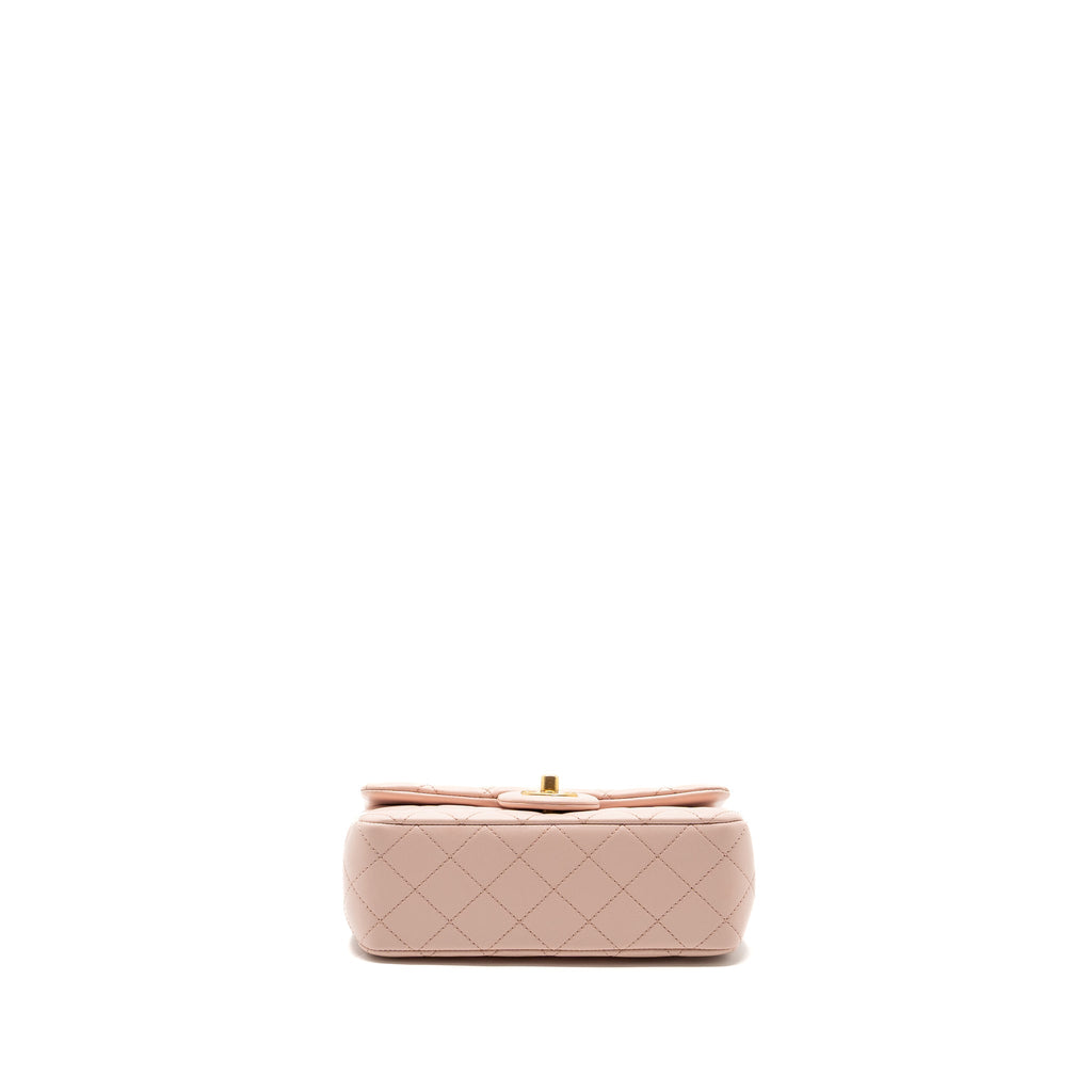 Chanel 23K pearl crush mini rectangular flap bag lambskin light pink  (Microchip)