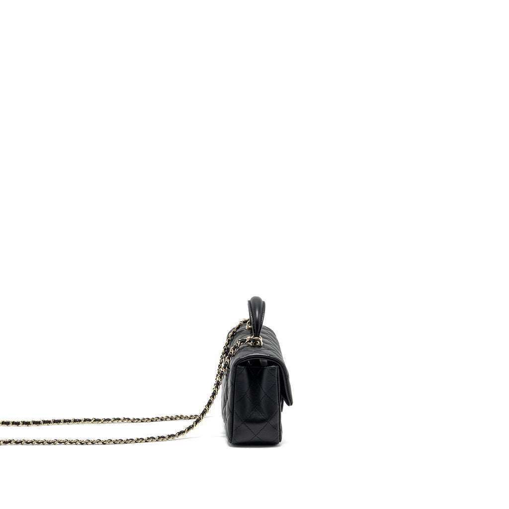 Chanel Top Handle Mini Rectangular Flap Bag Lambskin Black L (Microchip)