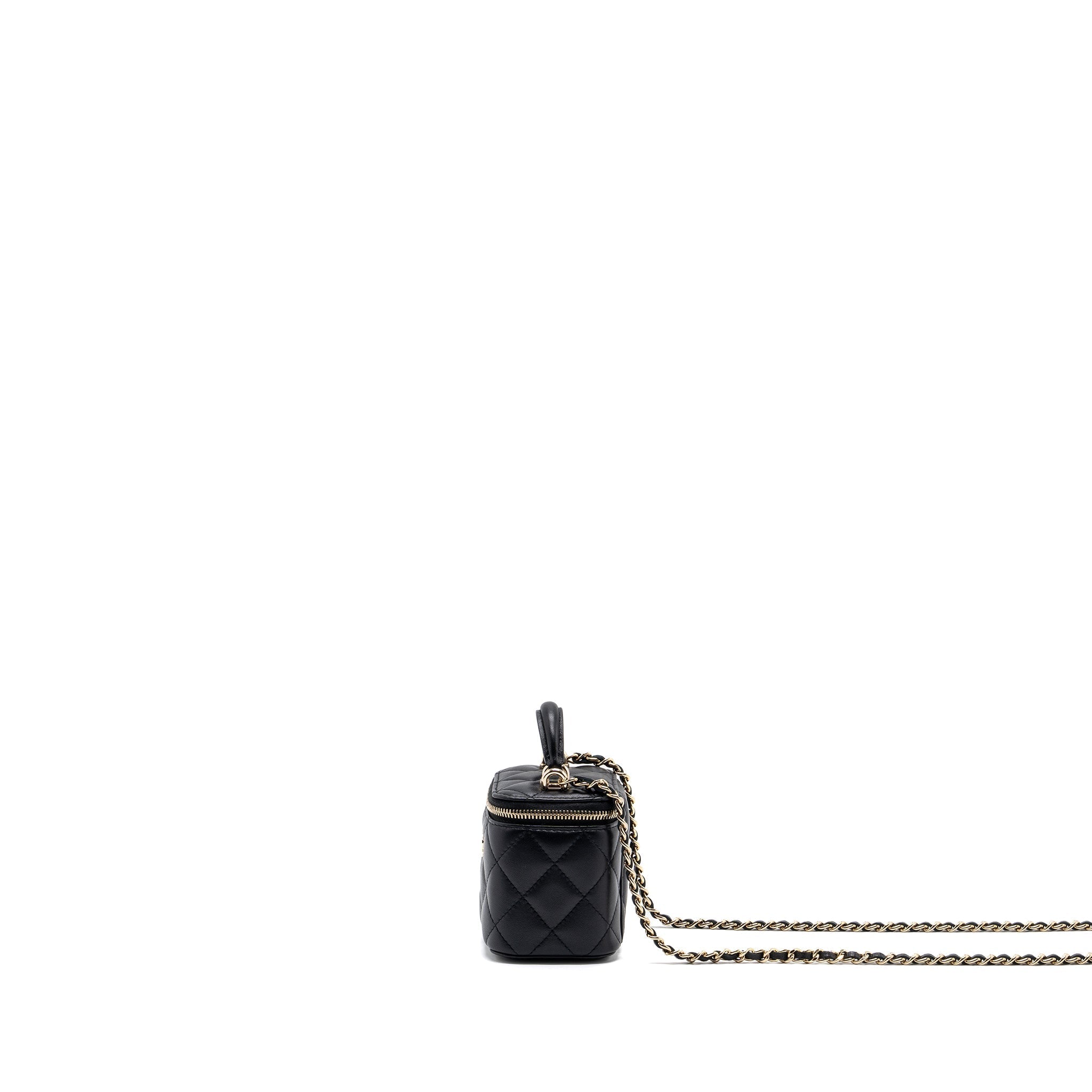 Chanel top handle mini vanity with chain lambskin black L (microchip)