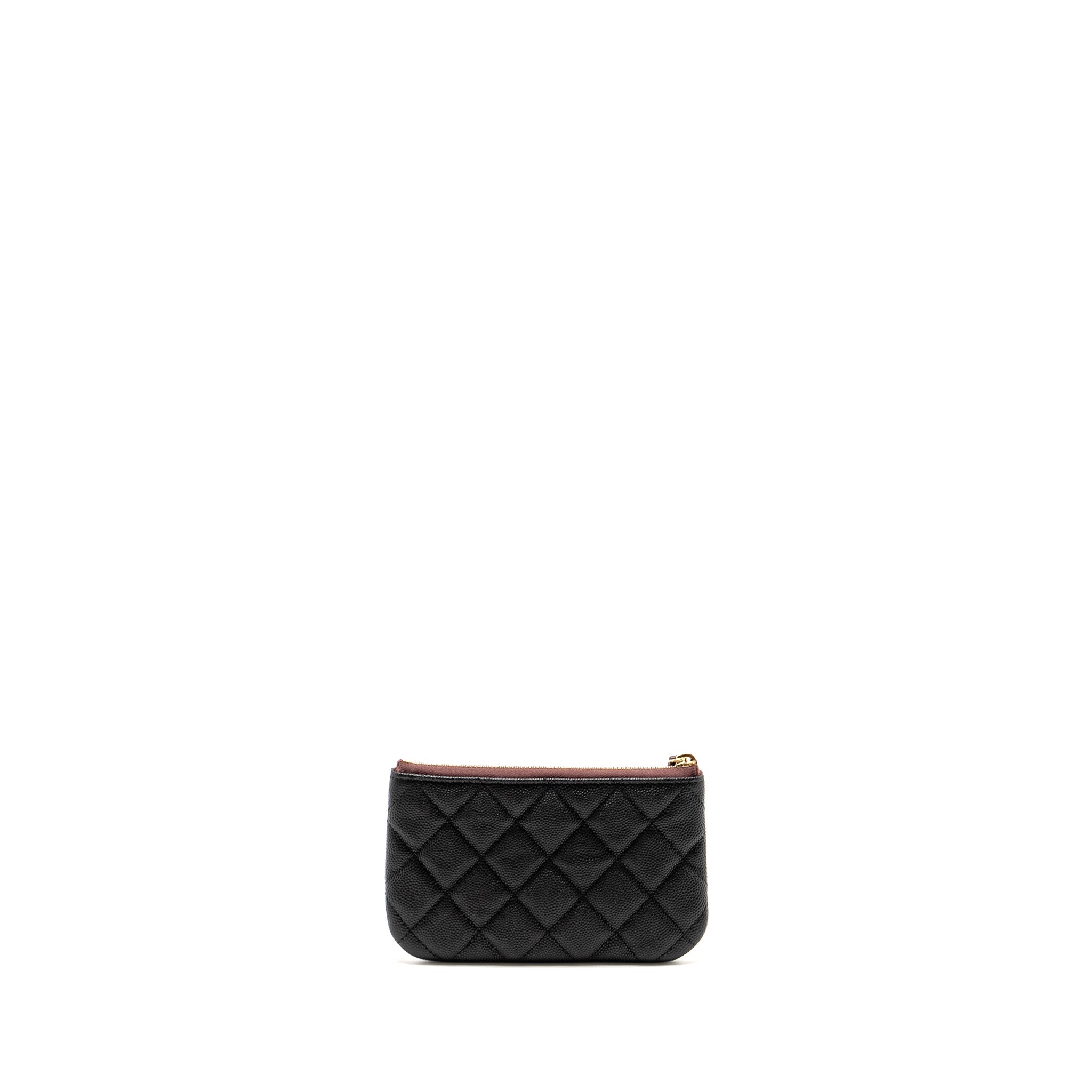 Chanel Classic Small Zipped Pouch Grained Shiny Calfskin Black L (Microchip)