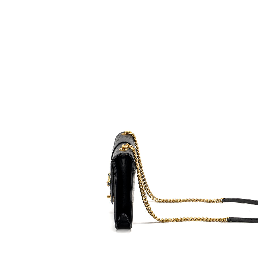 Chanel Graphic Chic Front Chain Quilted Flap Bag Sheepskin Black