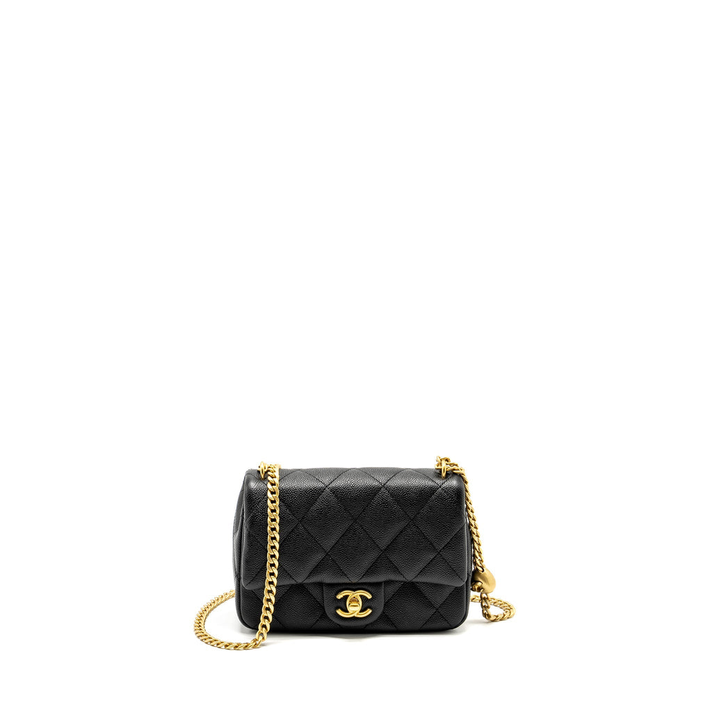Chanel Coco Love Flap Bag with Adjustable Chain Caviar Black  (Microchip)