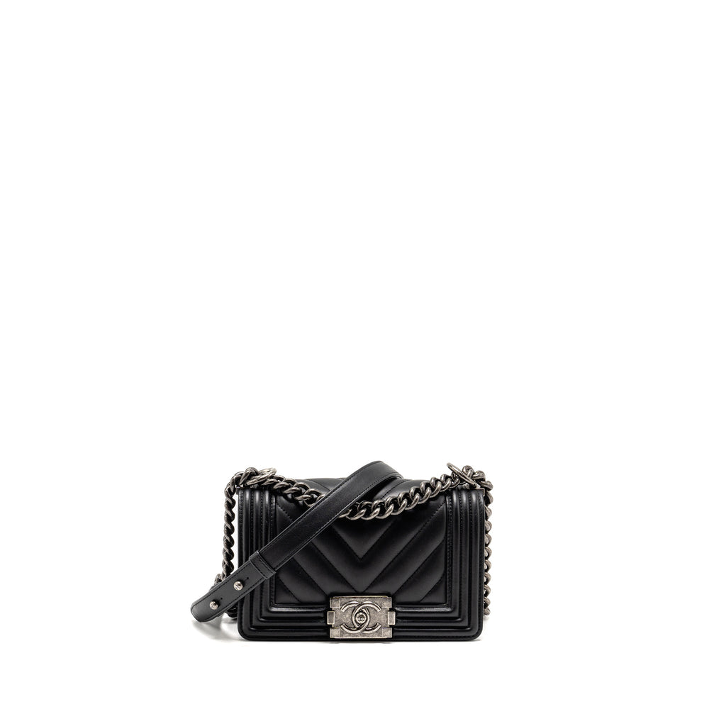Chanel Small Boy Bag Lambskin Black Ruthenium