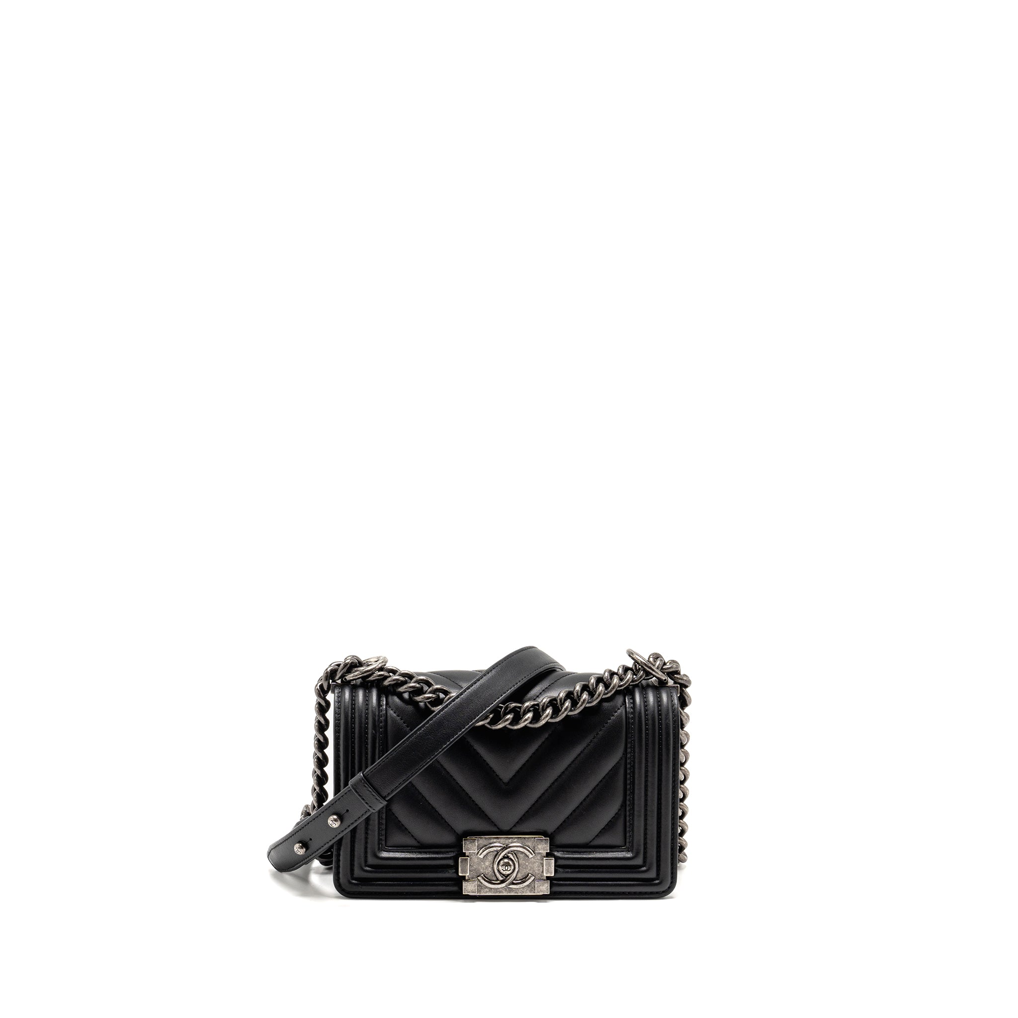 Chanel Small Boy Bag Lambskin Black Ruthenium