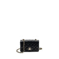 Chanel mini rectangular flap bag lambskin black L (Microchip)