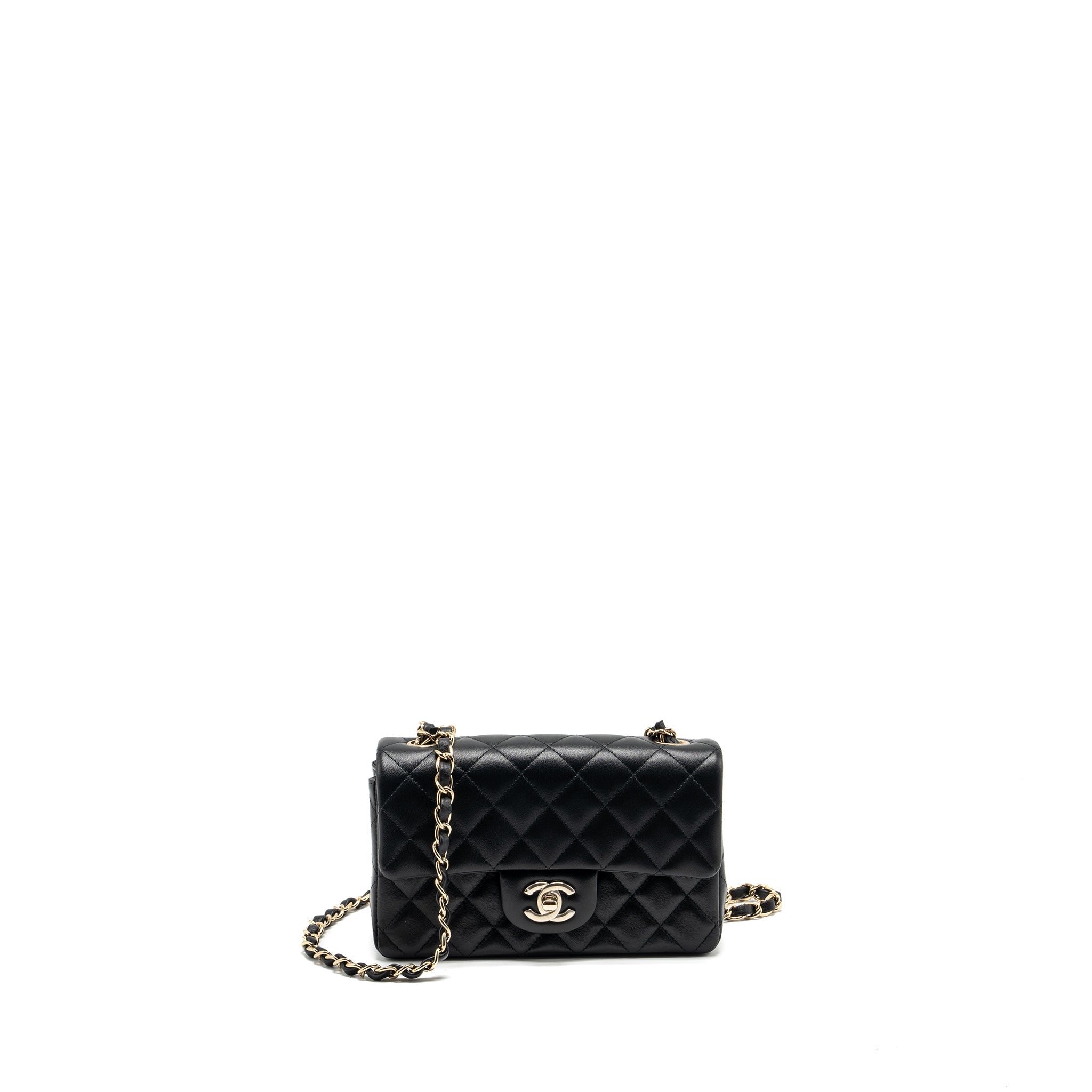 Chanel mini rectangular flap bag lambskin black L (Microchip)