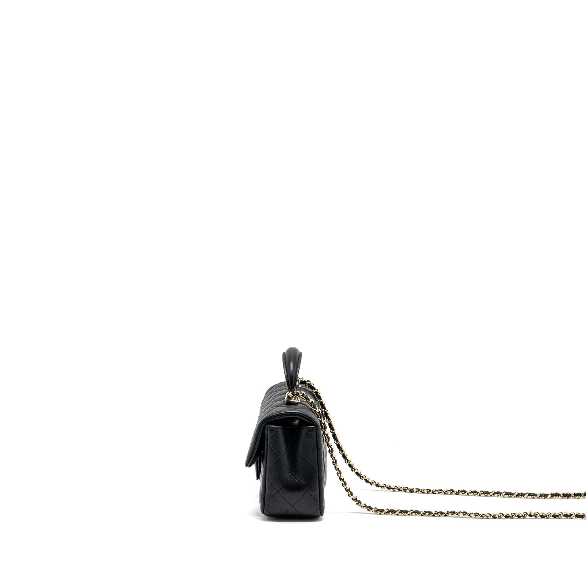 Chanel Top Handle Mini Rectangular Flap Bag Lambskin Black L (Microchip)