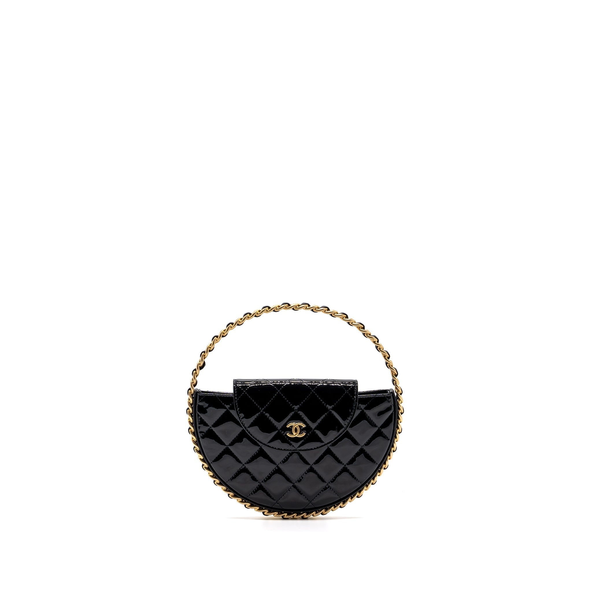 Chanel 23K hoop bag patent black  (microchip)