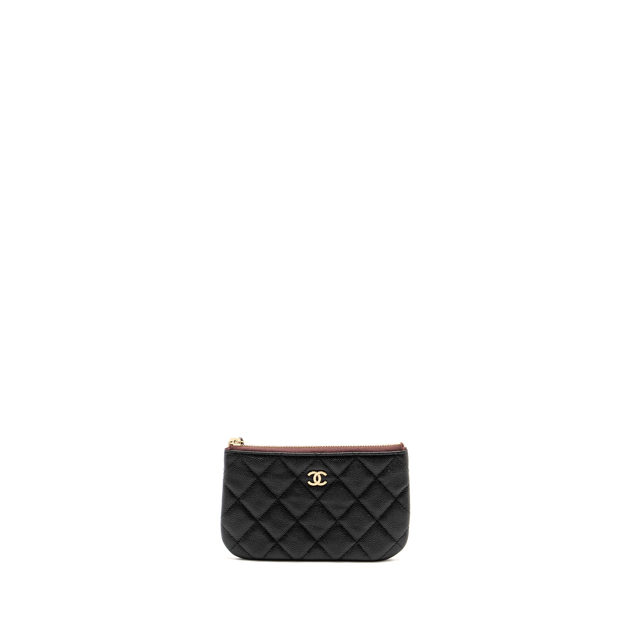 Chanel Classic Small Zipped Pouch Grained Shiny Calfskin Black L (Microchip)