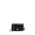 Chanel Pearl Crush Mini Rectangular Flap Bag Lambskin BLACK  (Microchip)