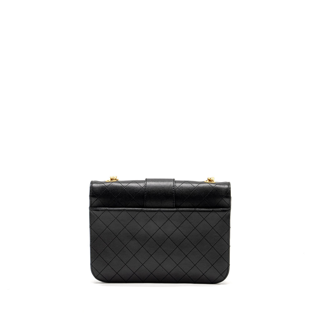 Chanel Graphic Chic Front Chain Quilted Flap Bag Sheepskin Black