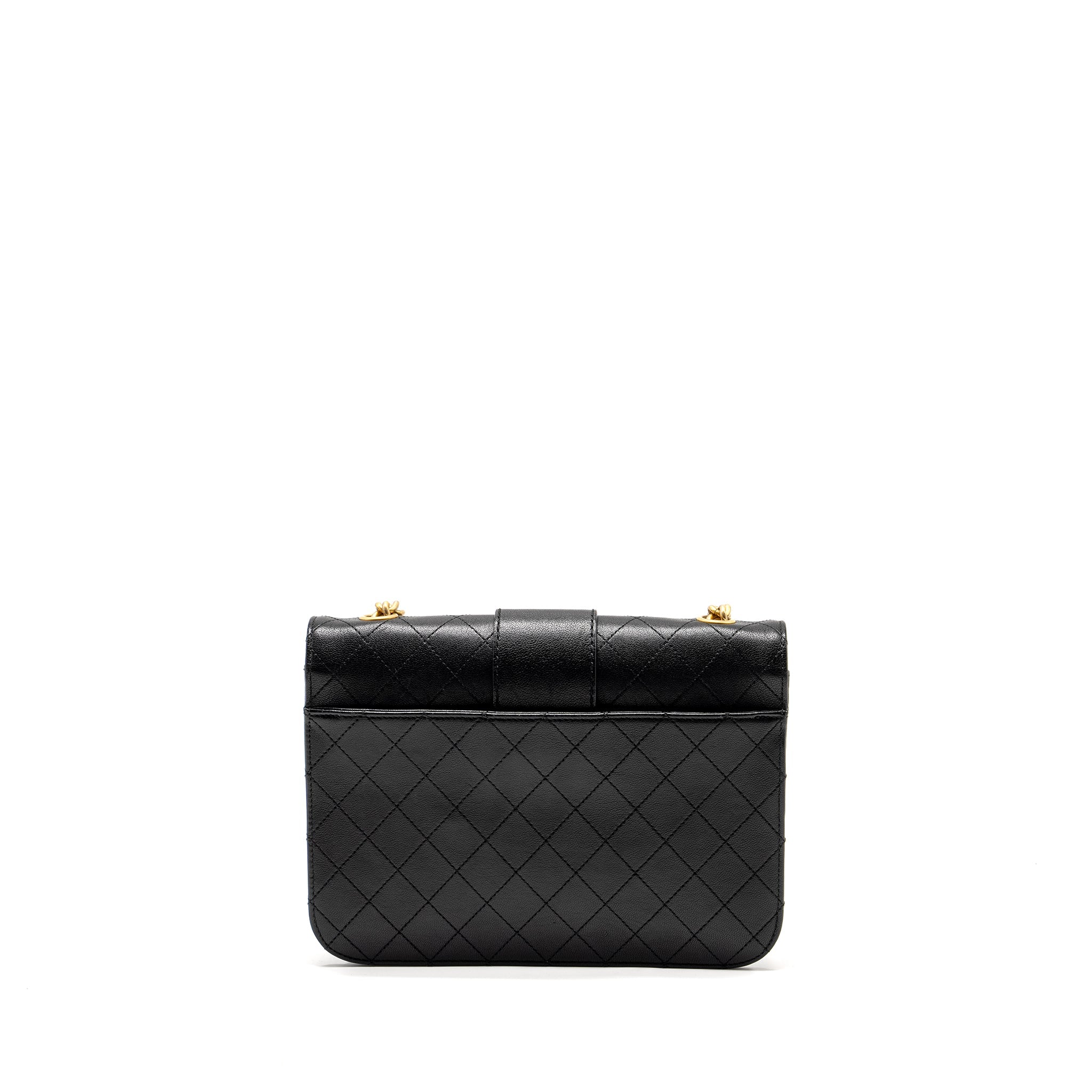 Chanel Graphic Chic Front Chain Quilted Flap Bag Sheepskin Black