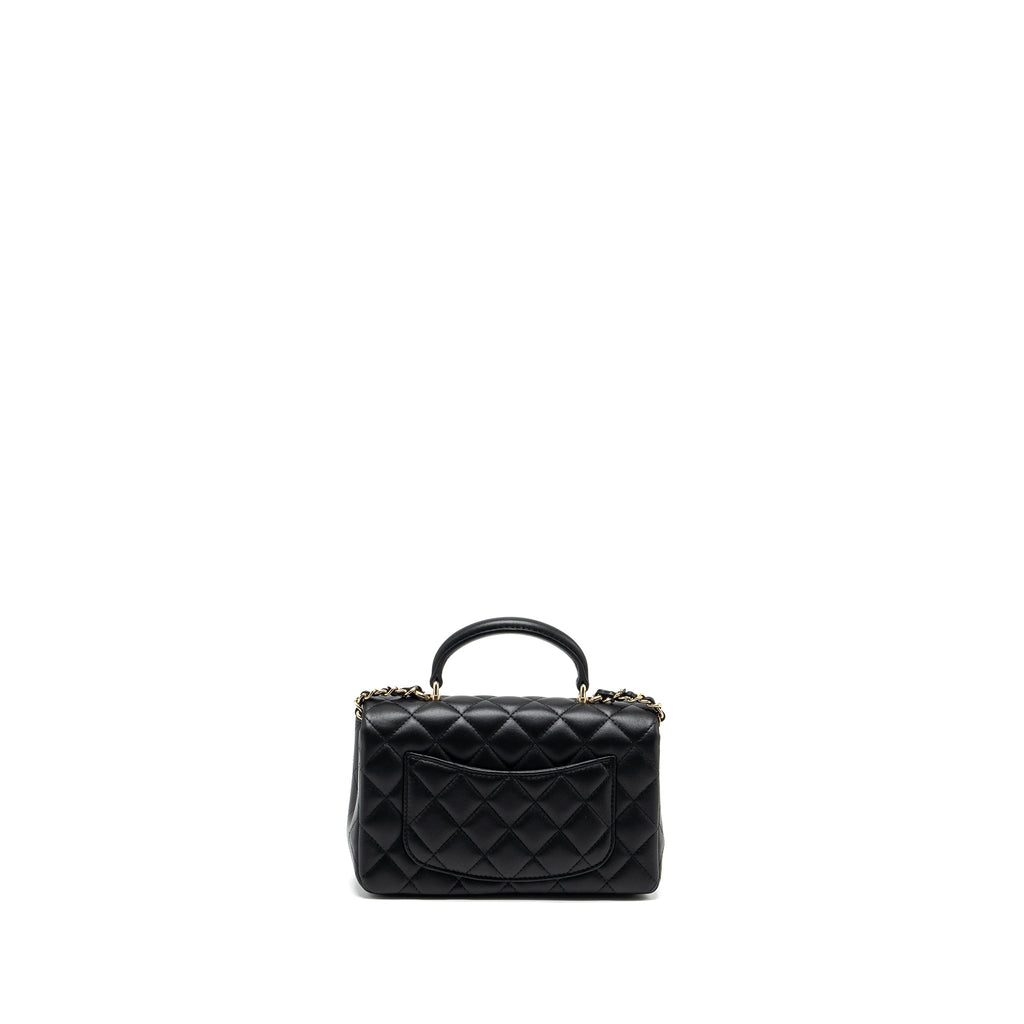 Chanel Top Handle Mini Rectangular Flap Bag Lambskin Black L (Microchip)