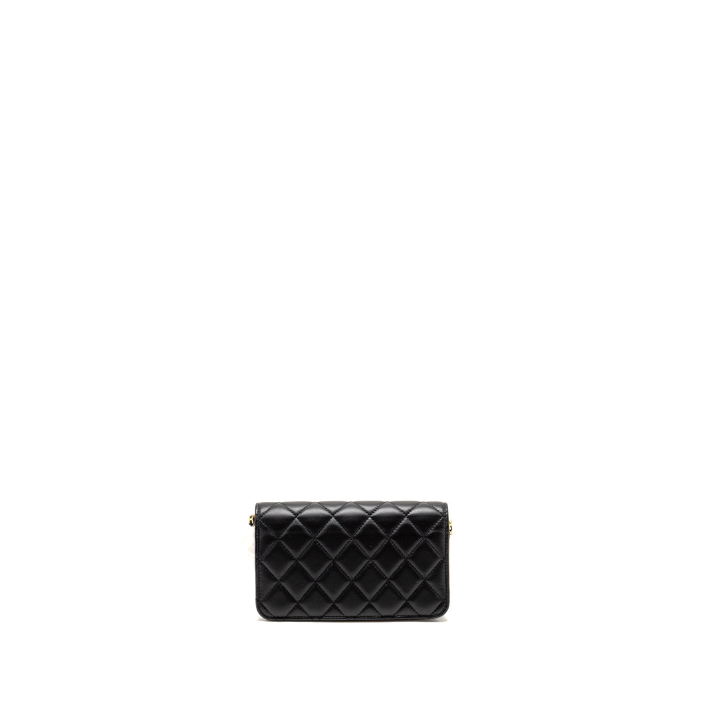 Chanel Pearl Crush Mini Flap Wallet with Chain Lambskin Black  (Microchip)