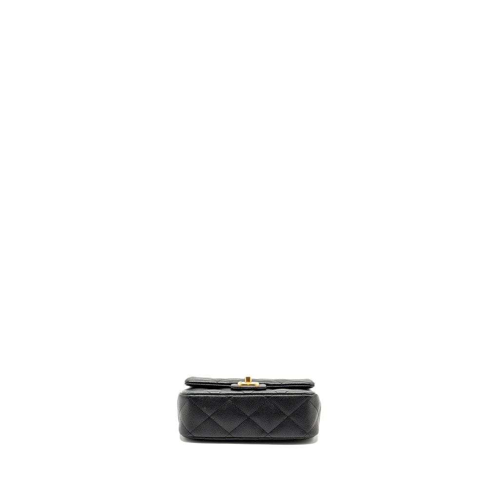 Chanel Coco Love Flap Bag Adjustable Chain Caviar Black  (microchip)