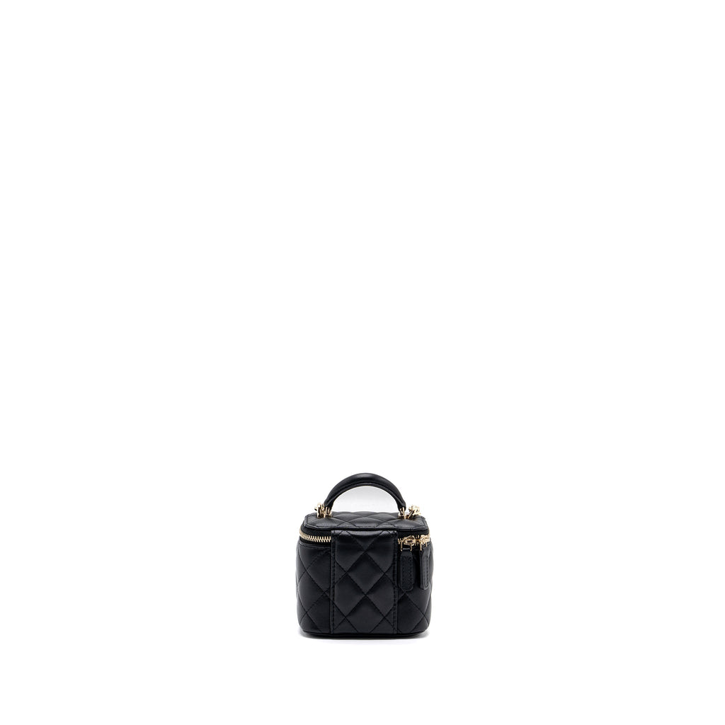Chanel top handle mini vanity with chain lambskin black L (microchip)