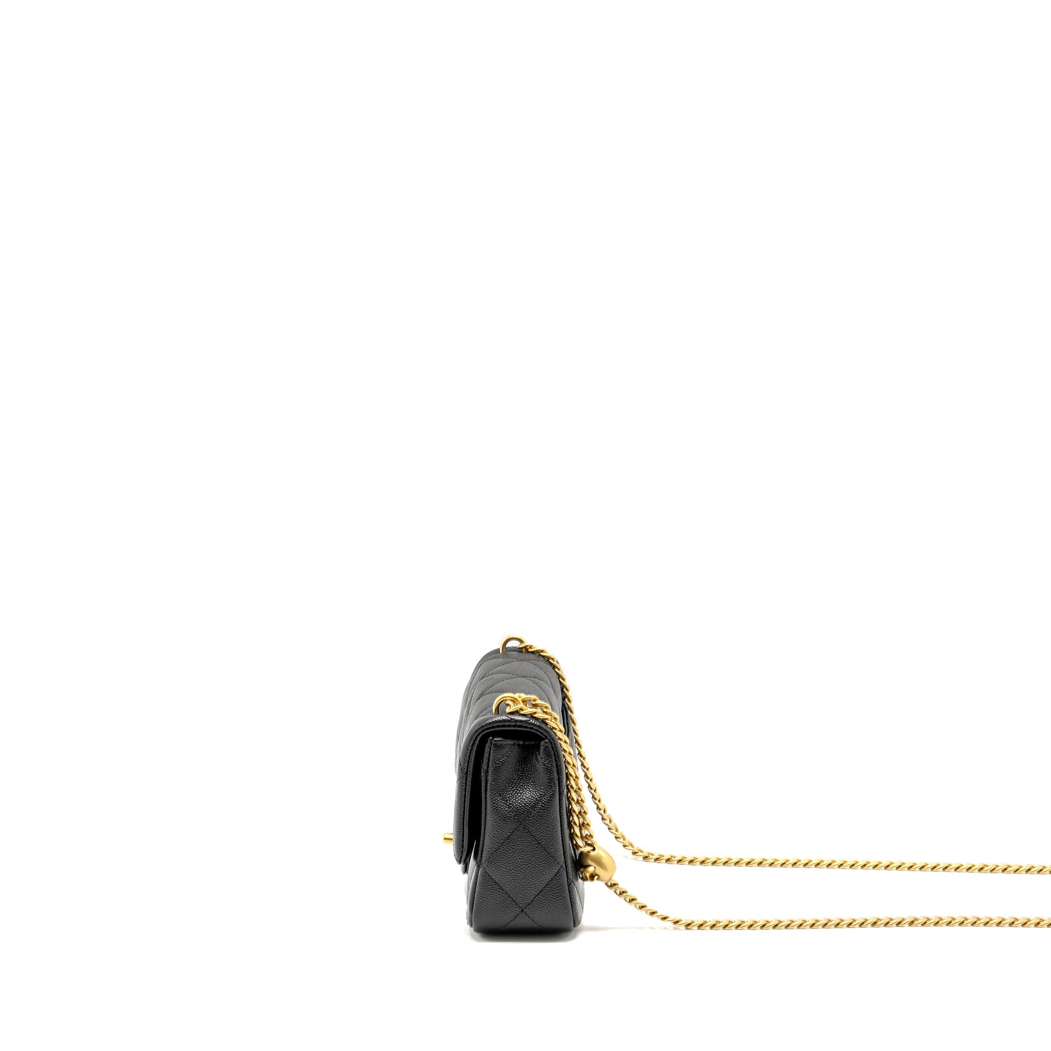 Chanel Coco Love Flap Bag with Adjustable Chain Caviar Black  (Microchip)