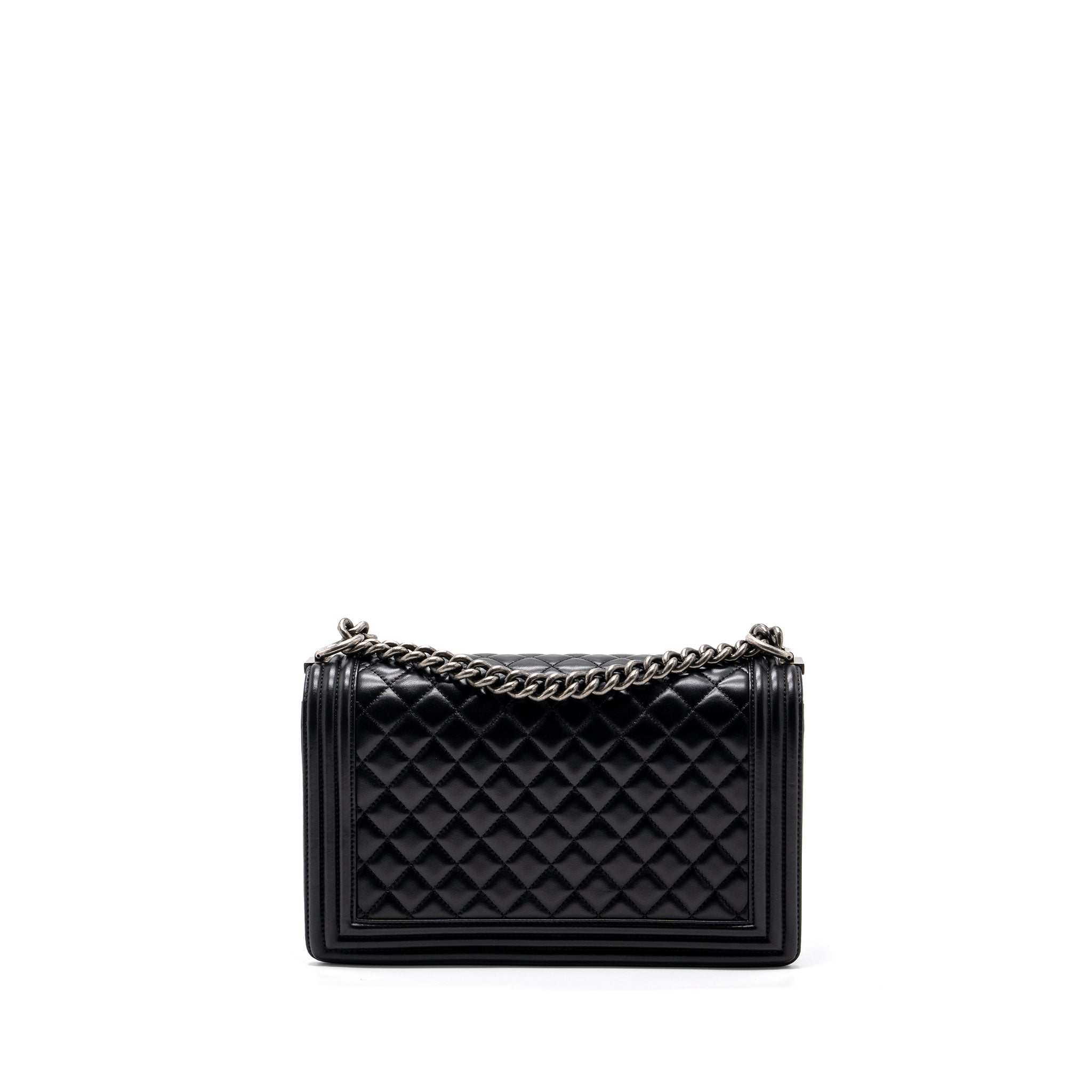 Chanel New Medium Boy Bag Lambskin Black Ruthenium Hardware
