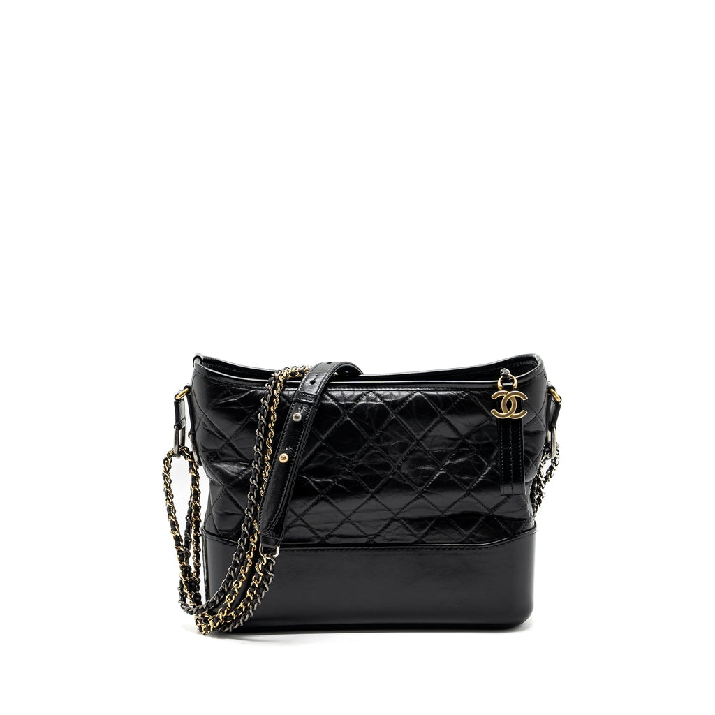 Chanel Medium Gabrielle Hobo Bag Aged Calfskin Black Multicolour Hardware