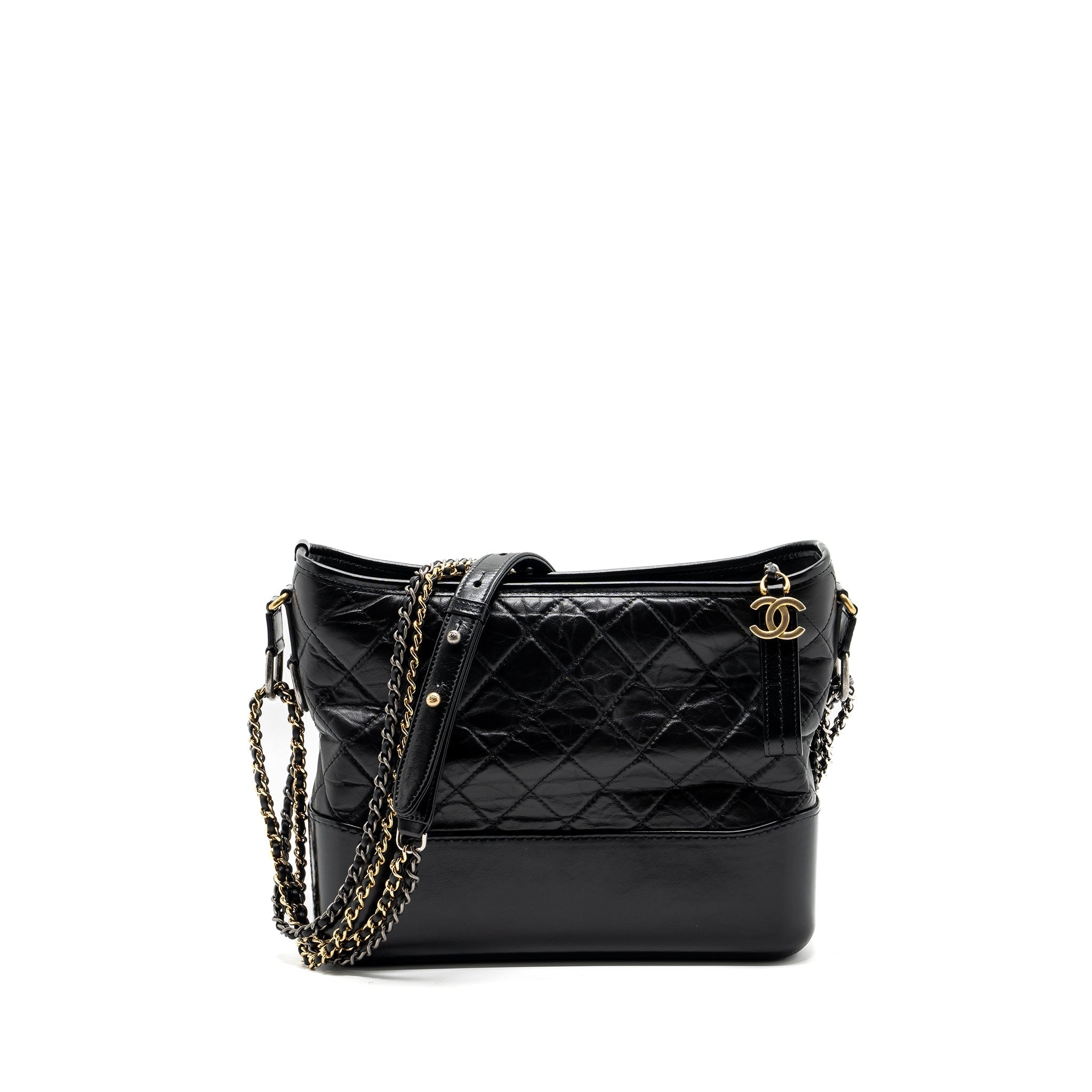 Chanel Medium Gabrielle Hobo Bag Aged Calfskin Black Multicolour Hardware