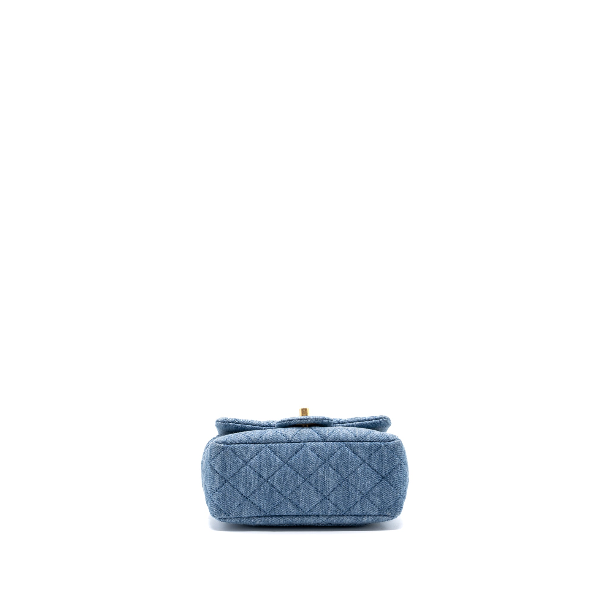 Chanel 22c Denim Pearl Crush Mini Square Flap Bag Denim Light blue  (Microchip)