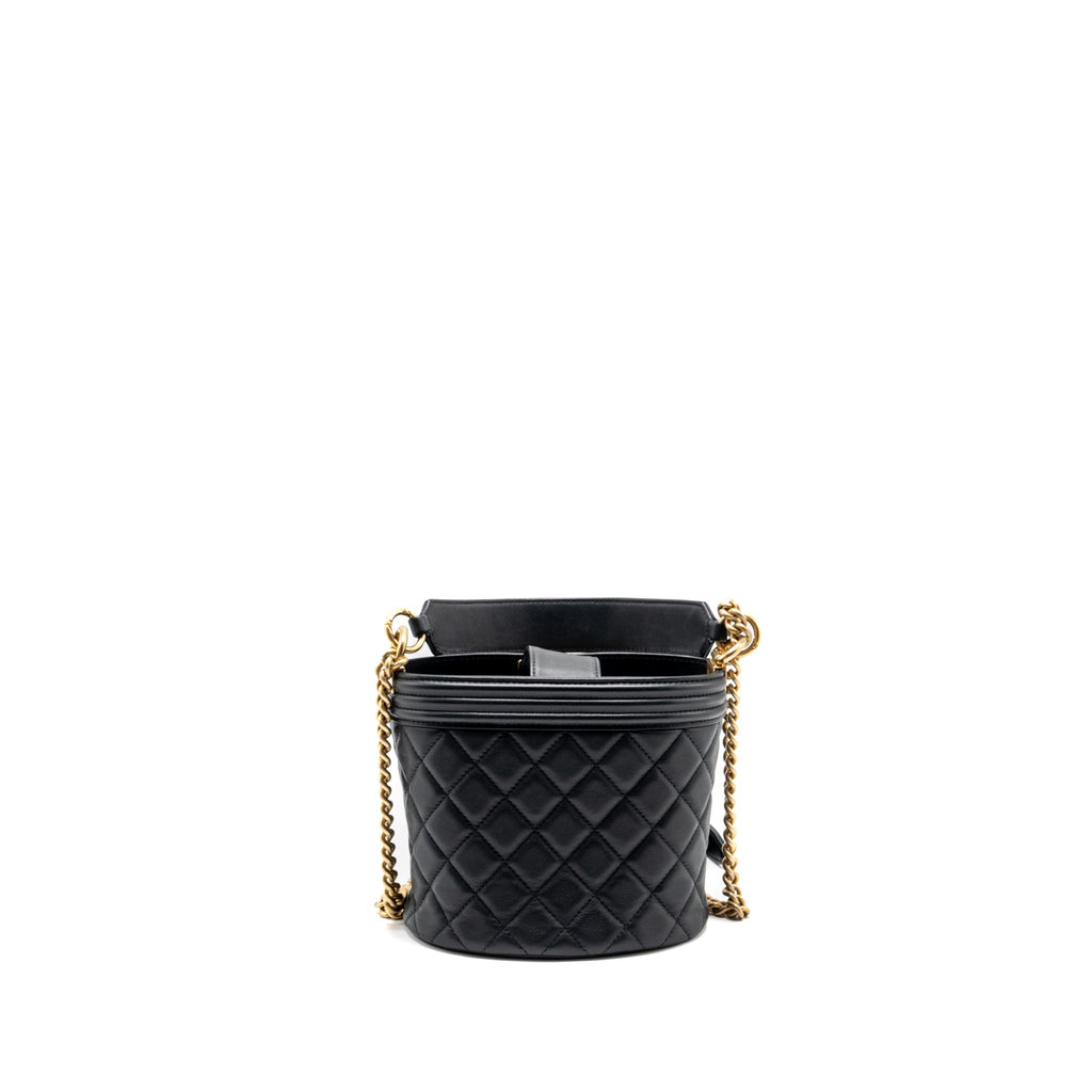 Chanel Top handle boy bucket bag lambskin black
