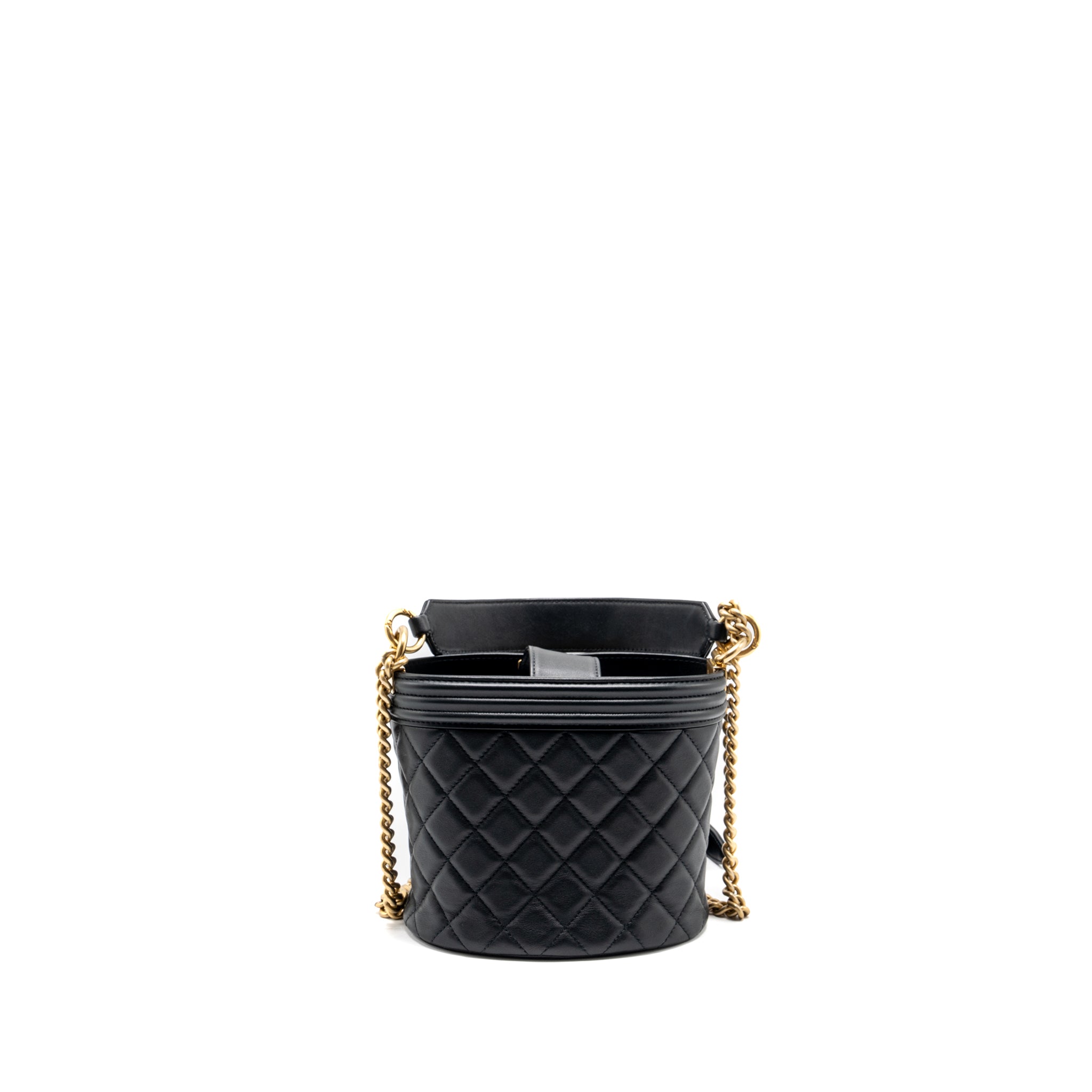 Chanel Top handle boy bucket bag lambskin black