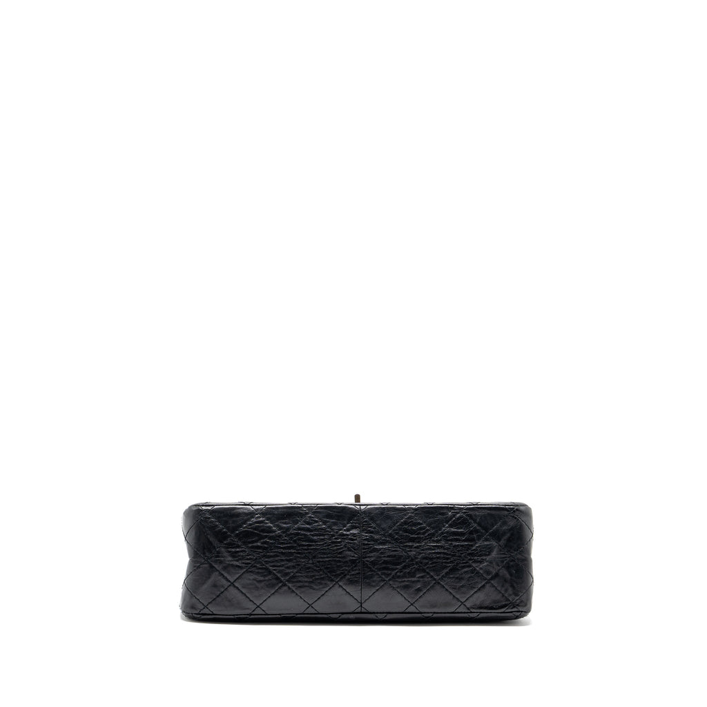 Chanel large 2.55 reissue flap bag aged calfskin black L