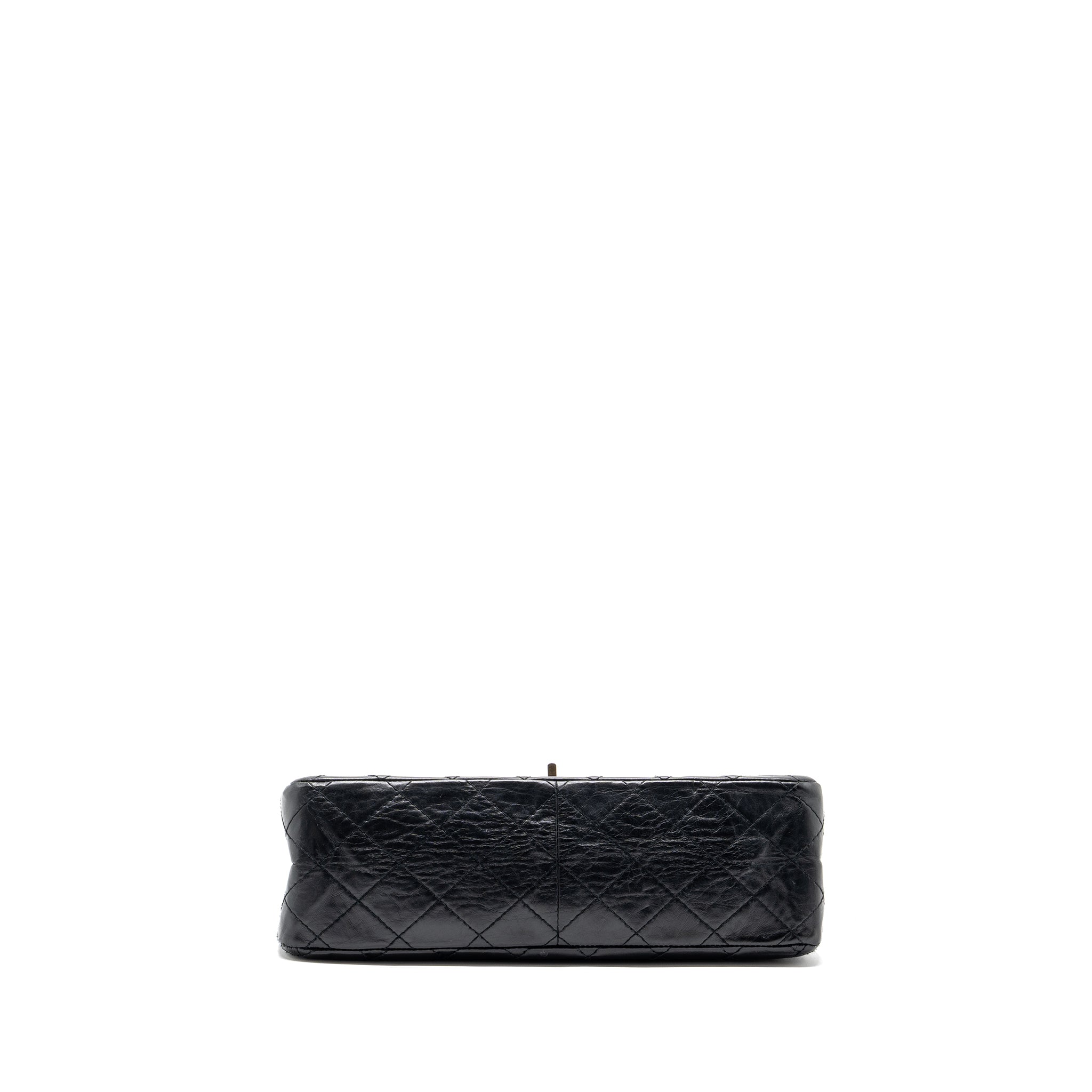 Chanel large 2.55 reissue flap bag aged calfskin black L