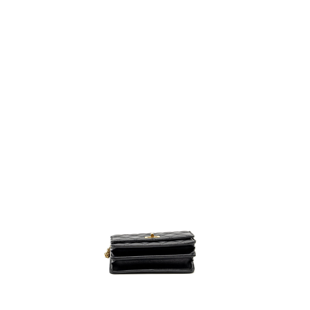 CHANEL Mini 2.55 Reissue Wallet On Chain Aged Calfskin Black  (Microchip)