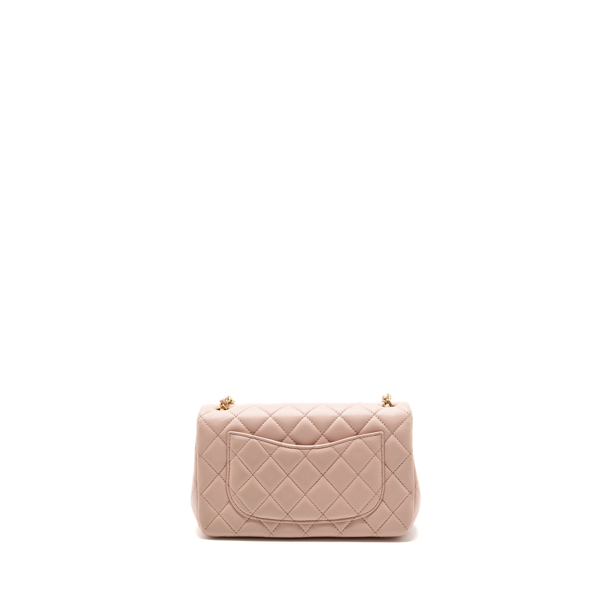 Chanel 23K pearl crush mini rectangular flap bag lambskin light pink  (Microchip)