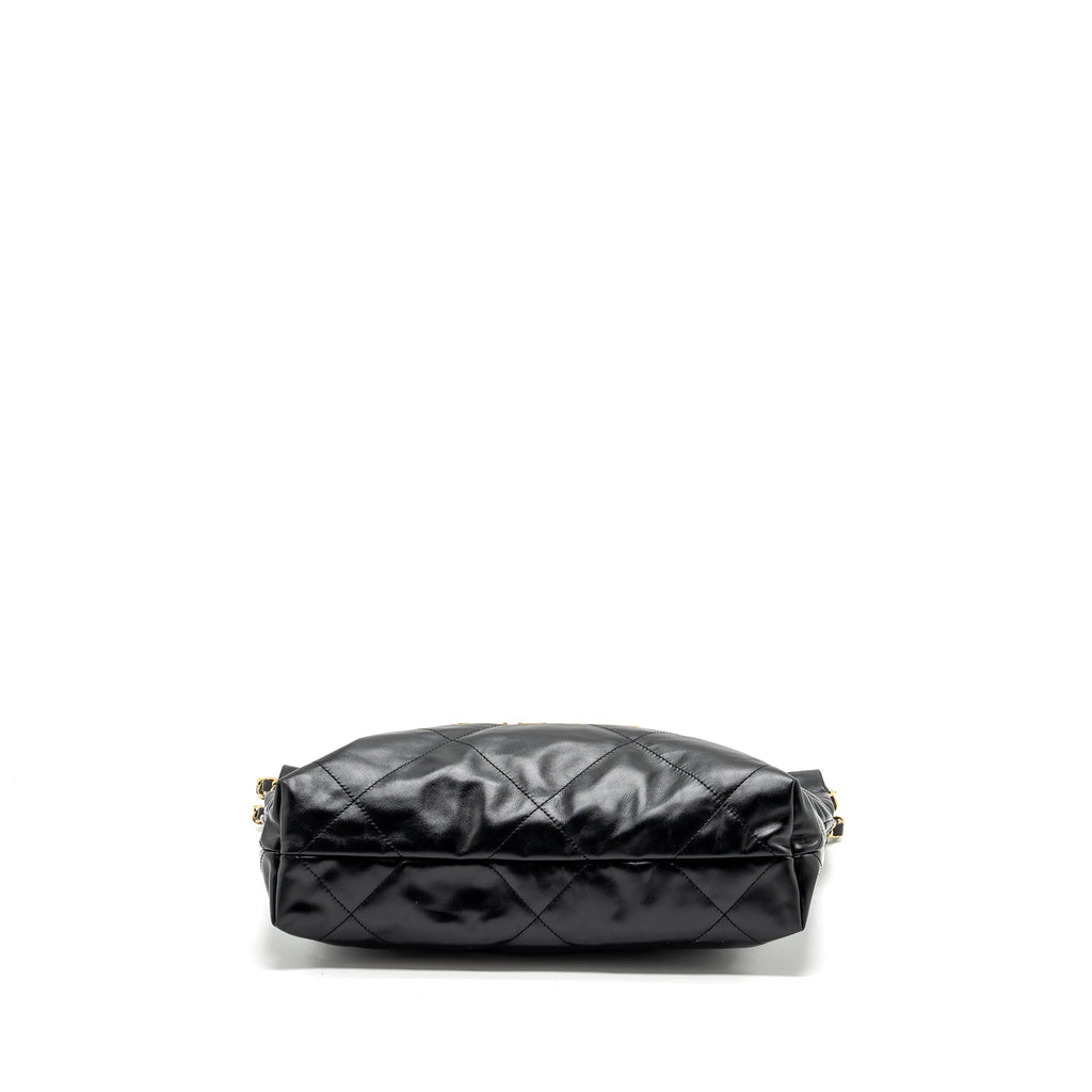 Chanel Small 22 Bag Gold Letter Shiny Calfskin Black  (Microchip)
