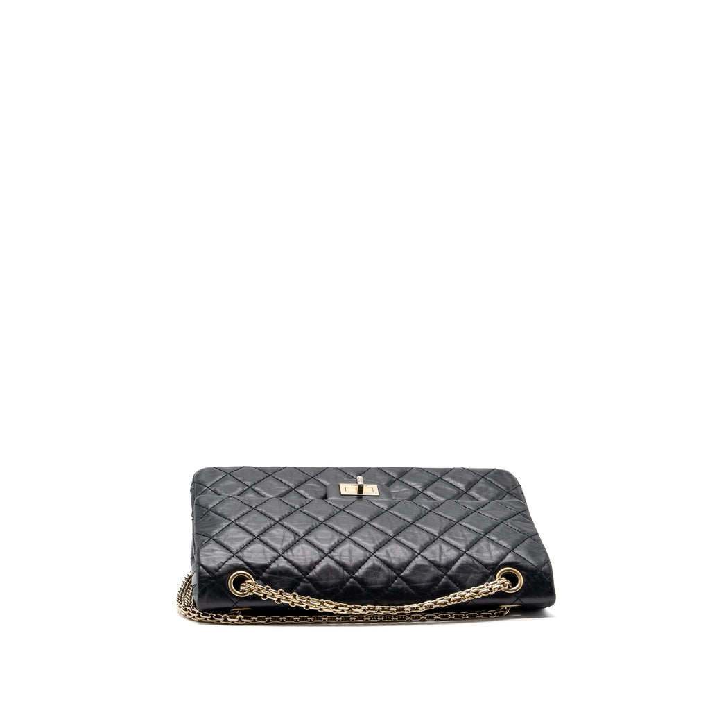 Chanel large 2.55 reissue flap bag aged calfskin black L