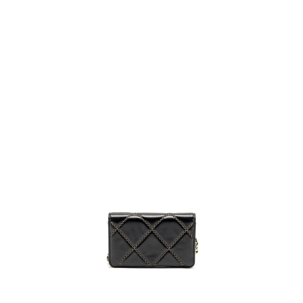 Chanel Quilted Wallet on Chain Shiny Calfskin Black  (microchip)