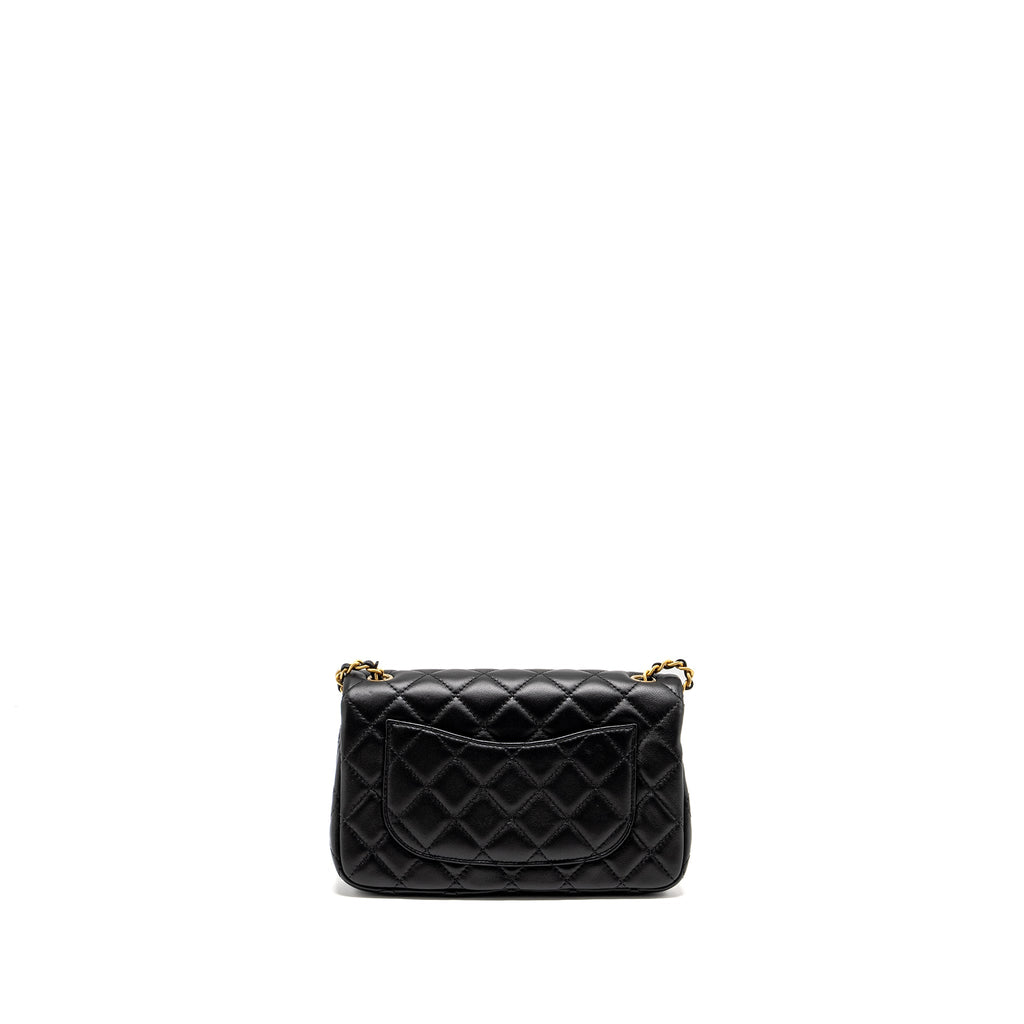 Chanel Pearl Crush Mini Rectangular Flap Bag Lambskin BLACK  (Microchip)