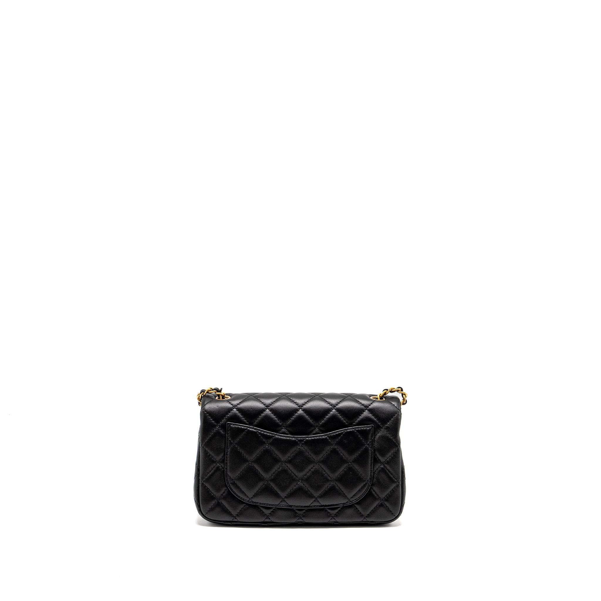 Chanel Pearl Crush Mini Rectangular Flap Bag Lambskin BLACK  (Microchip)