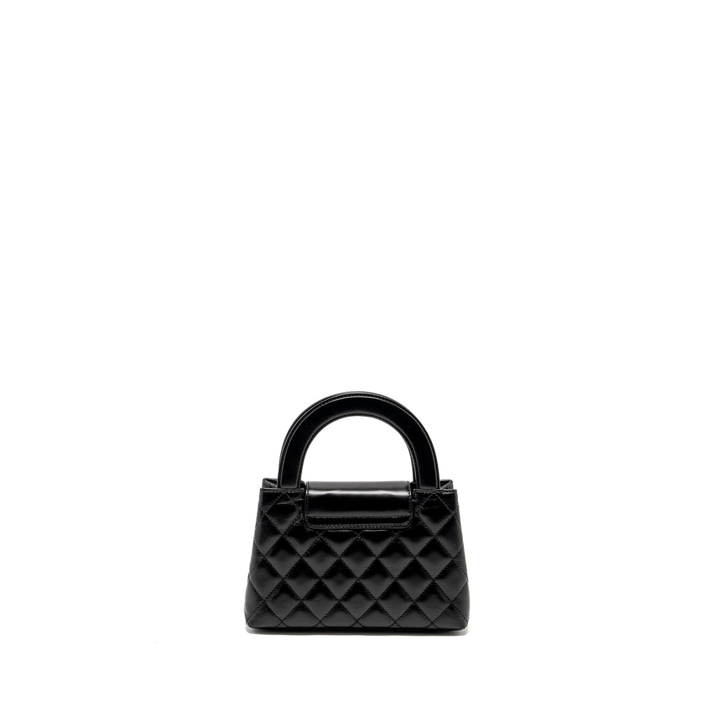 Chanel mini kelly shopping tote bag calfskin black  (microchip)