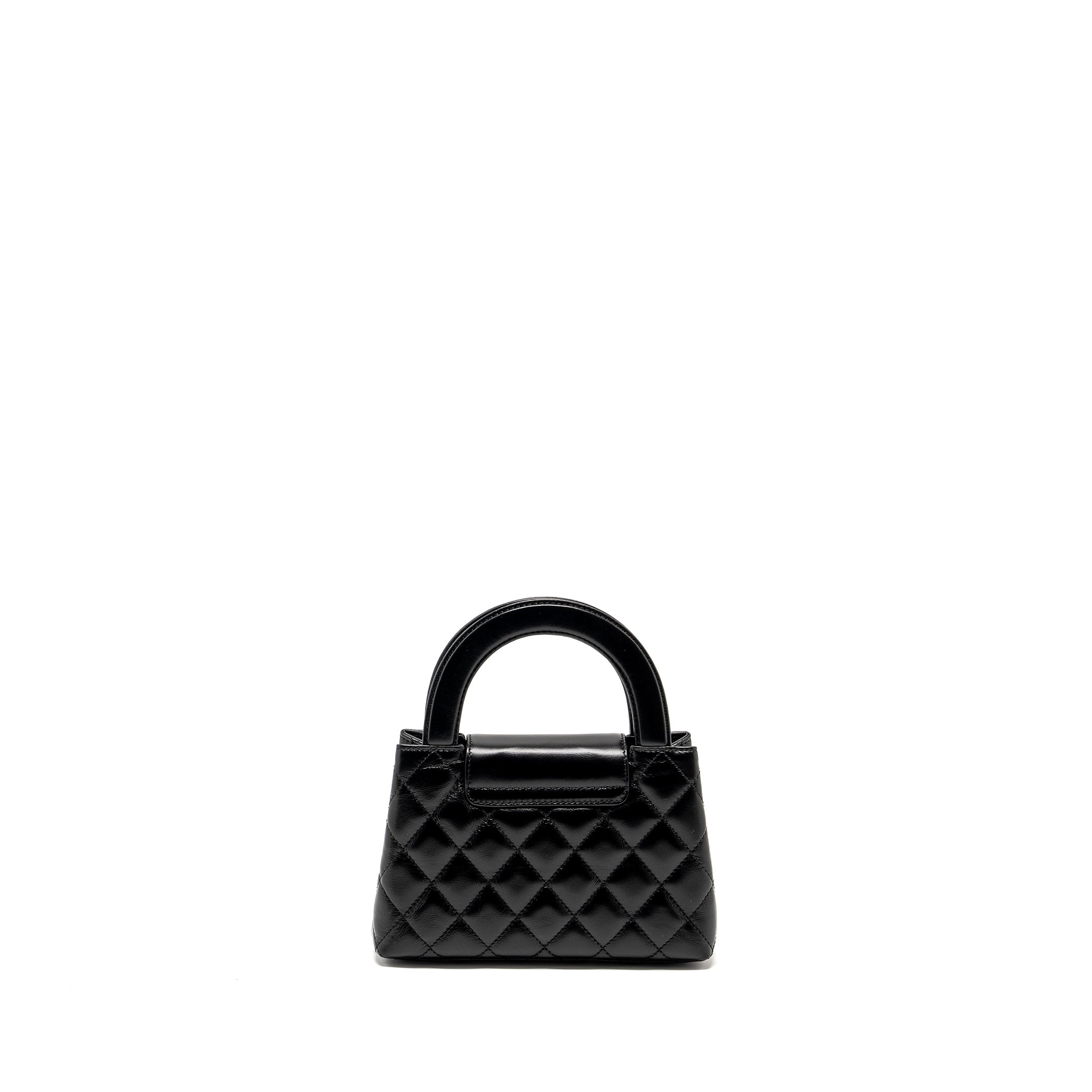 Chanel mini kelly shopping tote bag calfskin black  (microchip)