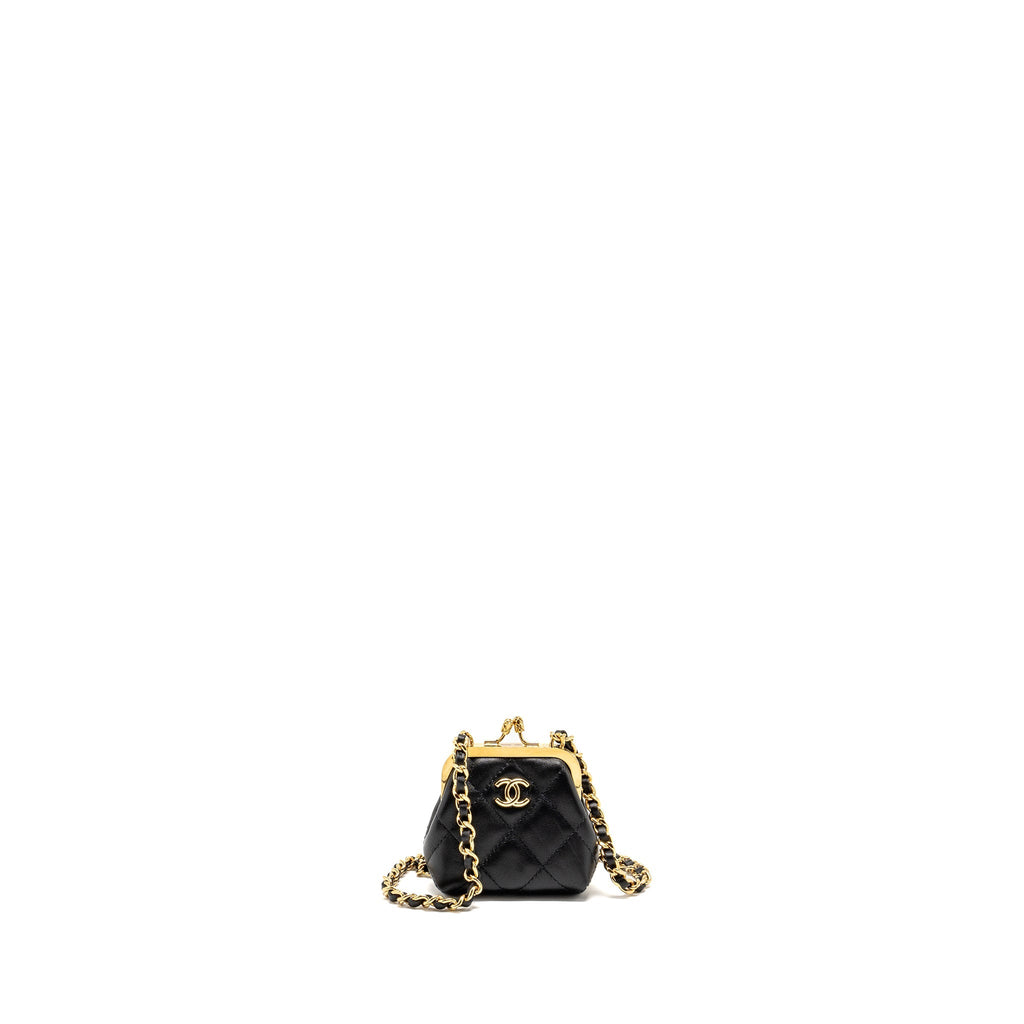 Chanel 23p Mini Coin Purse with Chain Calfskin Black L(microchip)