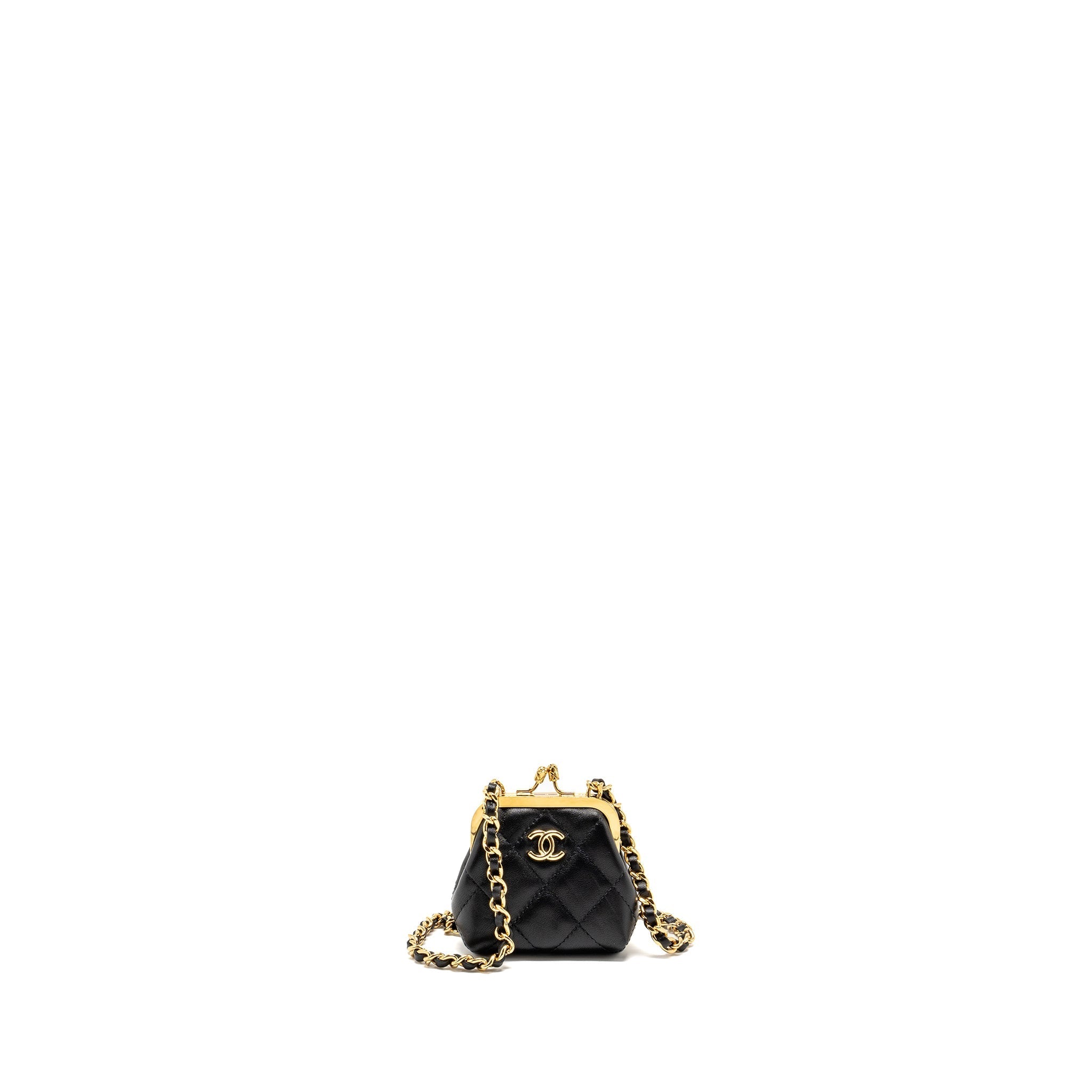 Chanel 23p Mini Coin Purse with Chain Calfskin Black L(microchip)