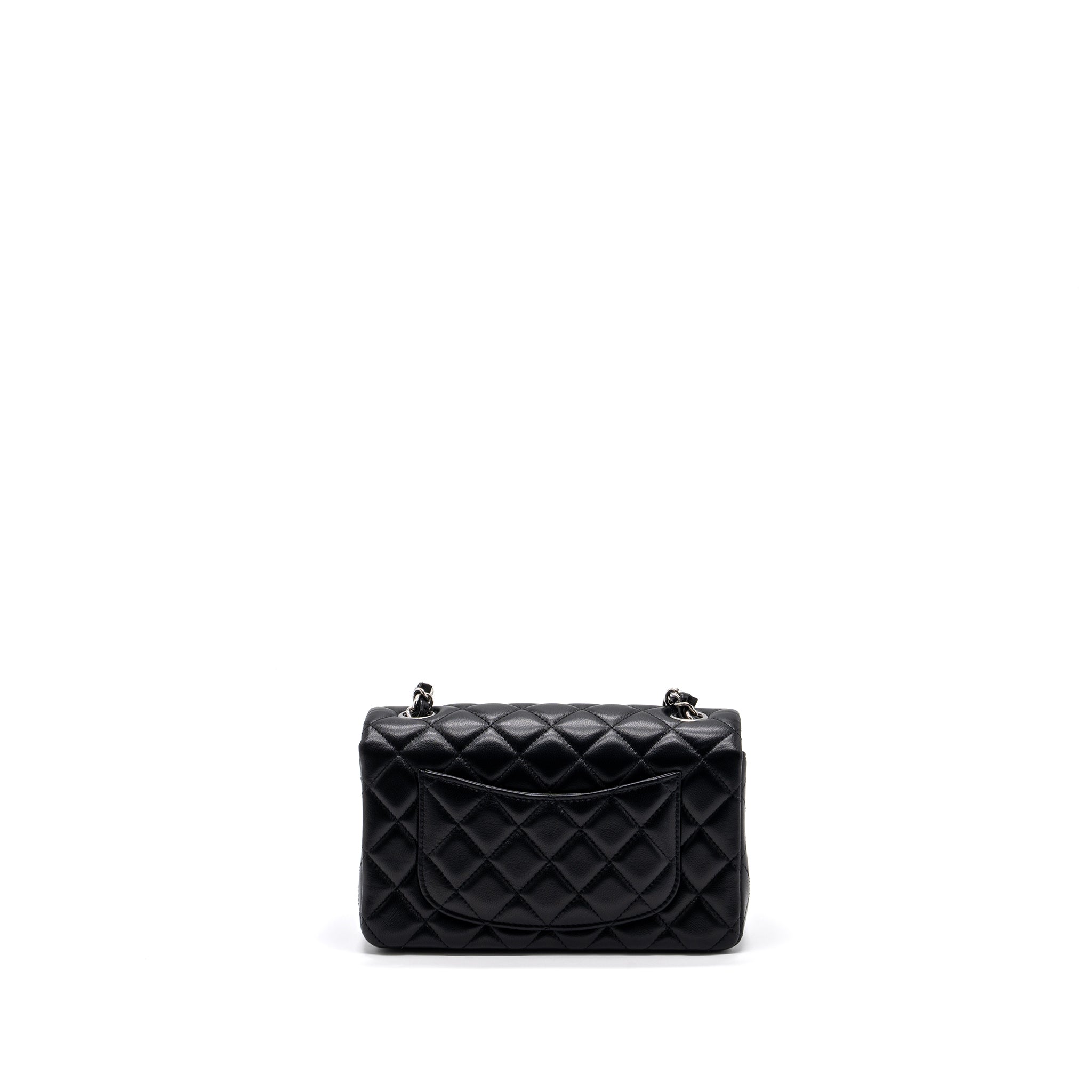 Chanel mini rectangular flap bag lambskin black  (MICROCHIP)