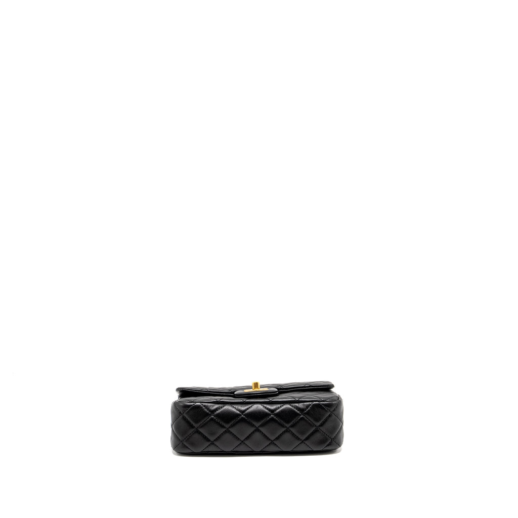 Chanel Pearl Crush Mini Rectangular Flap Bag Lambskin BLACK  (Microchip)